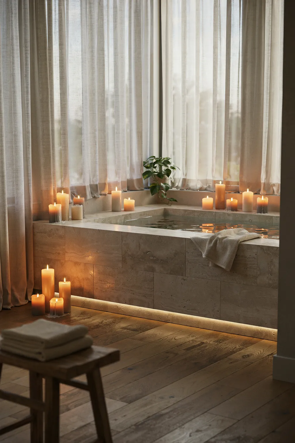 Candlelit Spa Bath By The Window