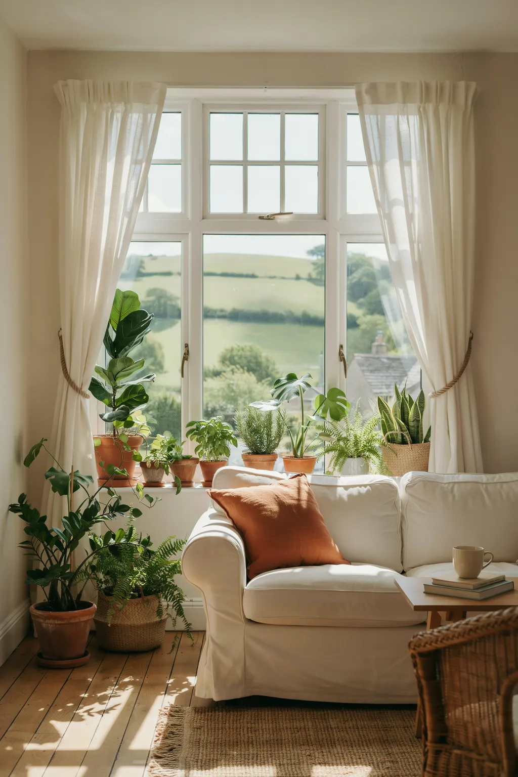 Frame a Window With Breezy Linen and Plants