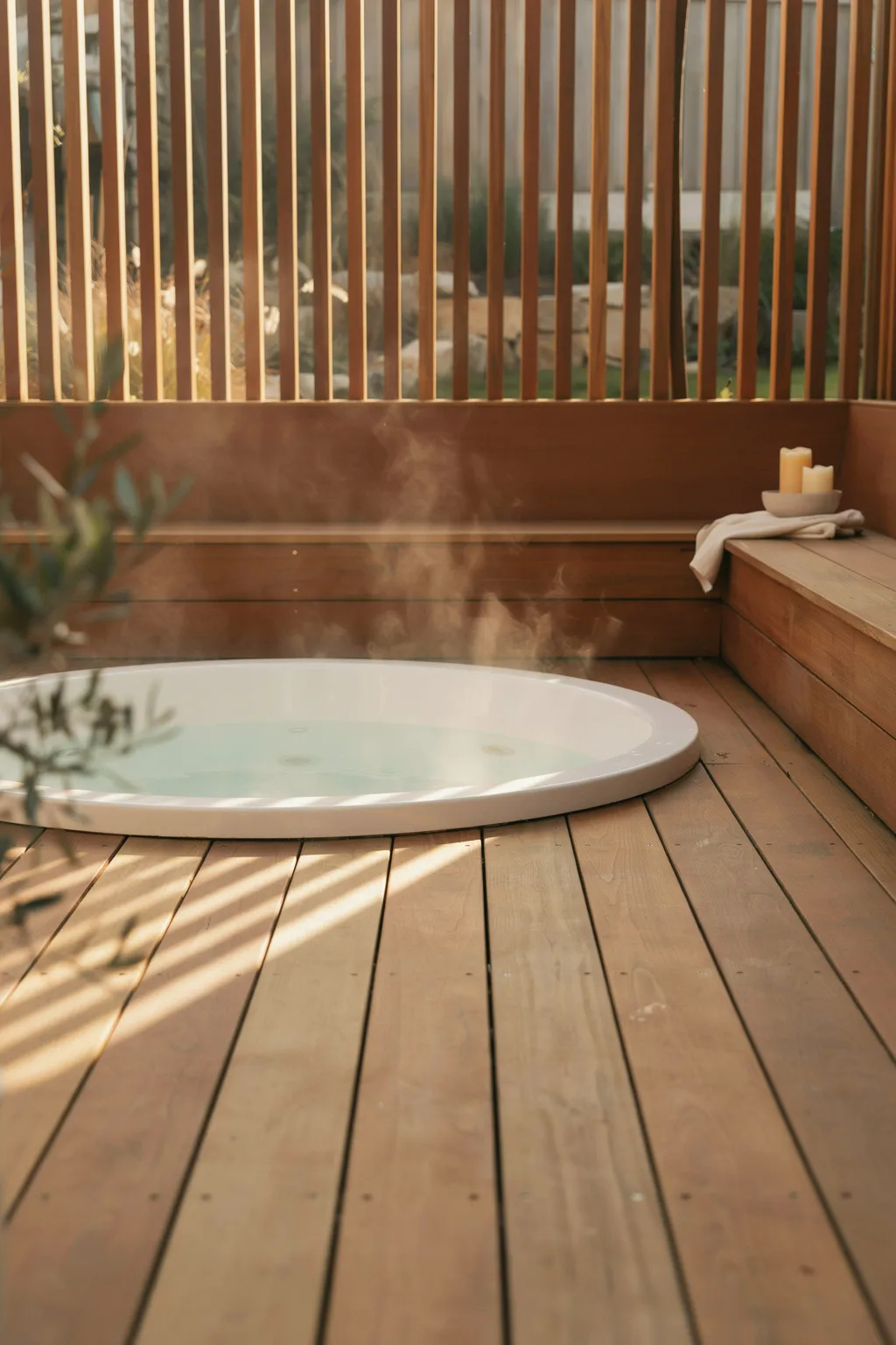 Sunken Deck Spa With Wraparound Bench