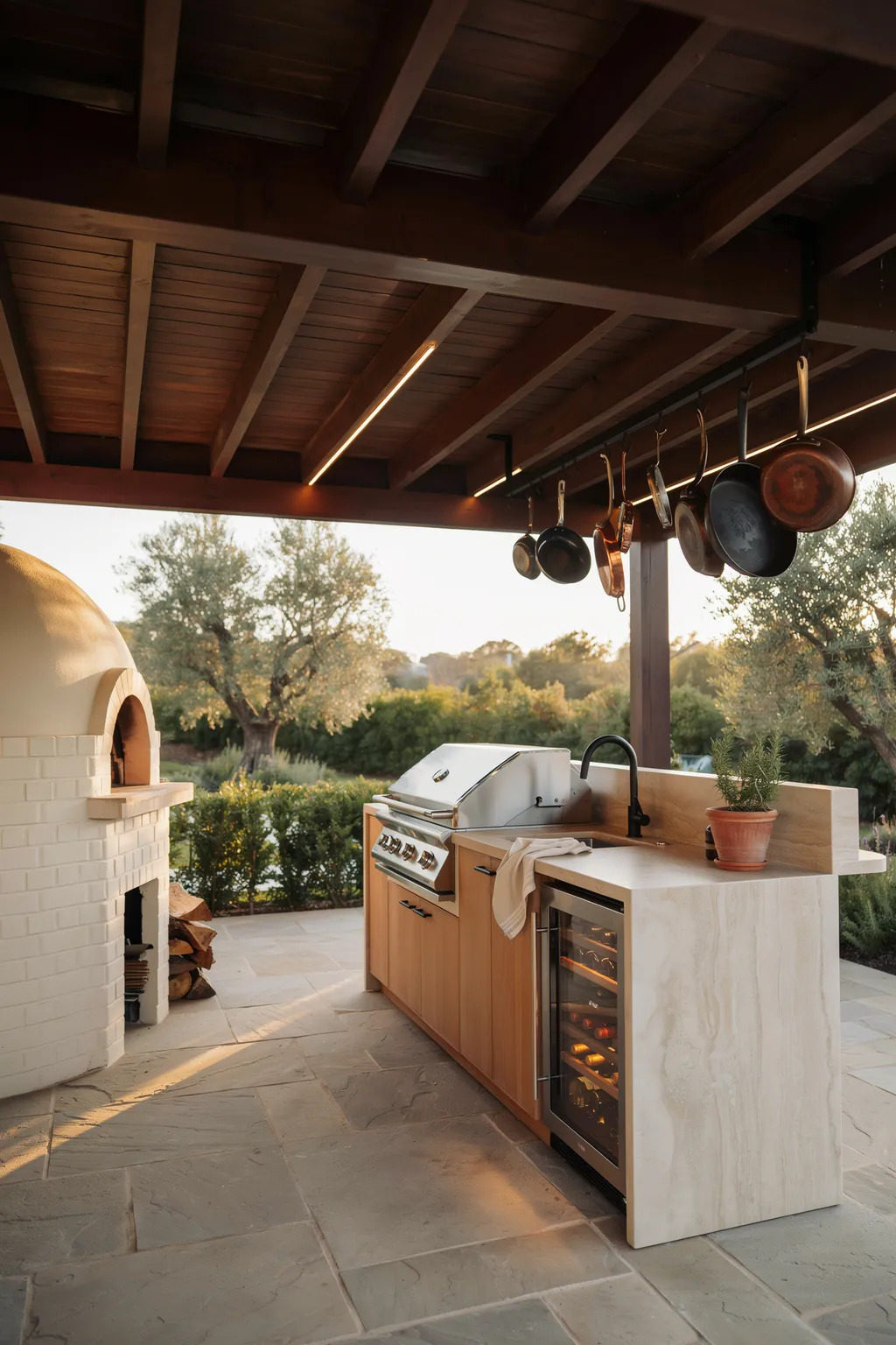 Luxury Outdoor Kitchen With Pizza Oven