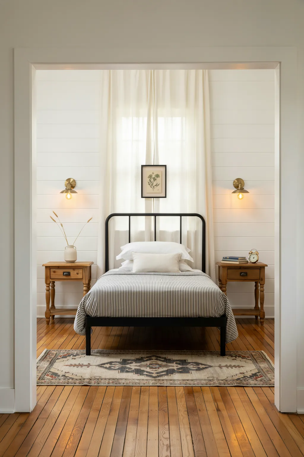 Symmetrical Farmhouse Metal Bed