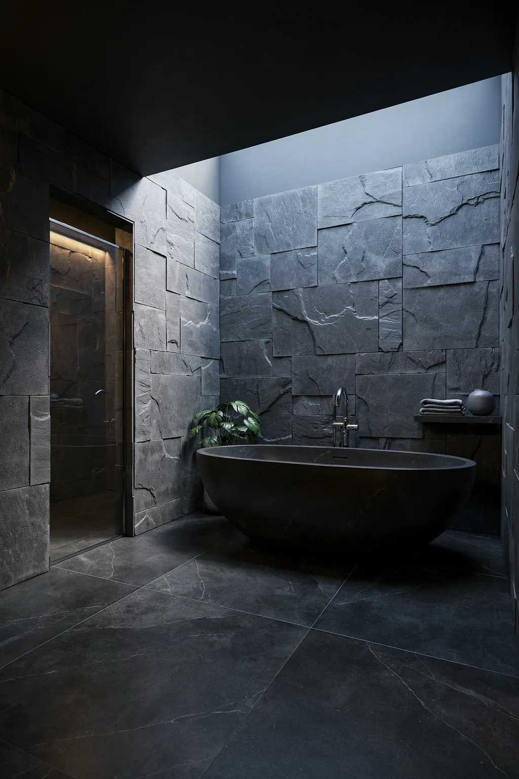Dark Stone Spa Bathroom Retreat