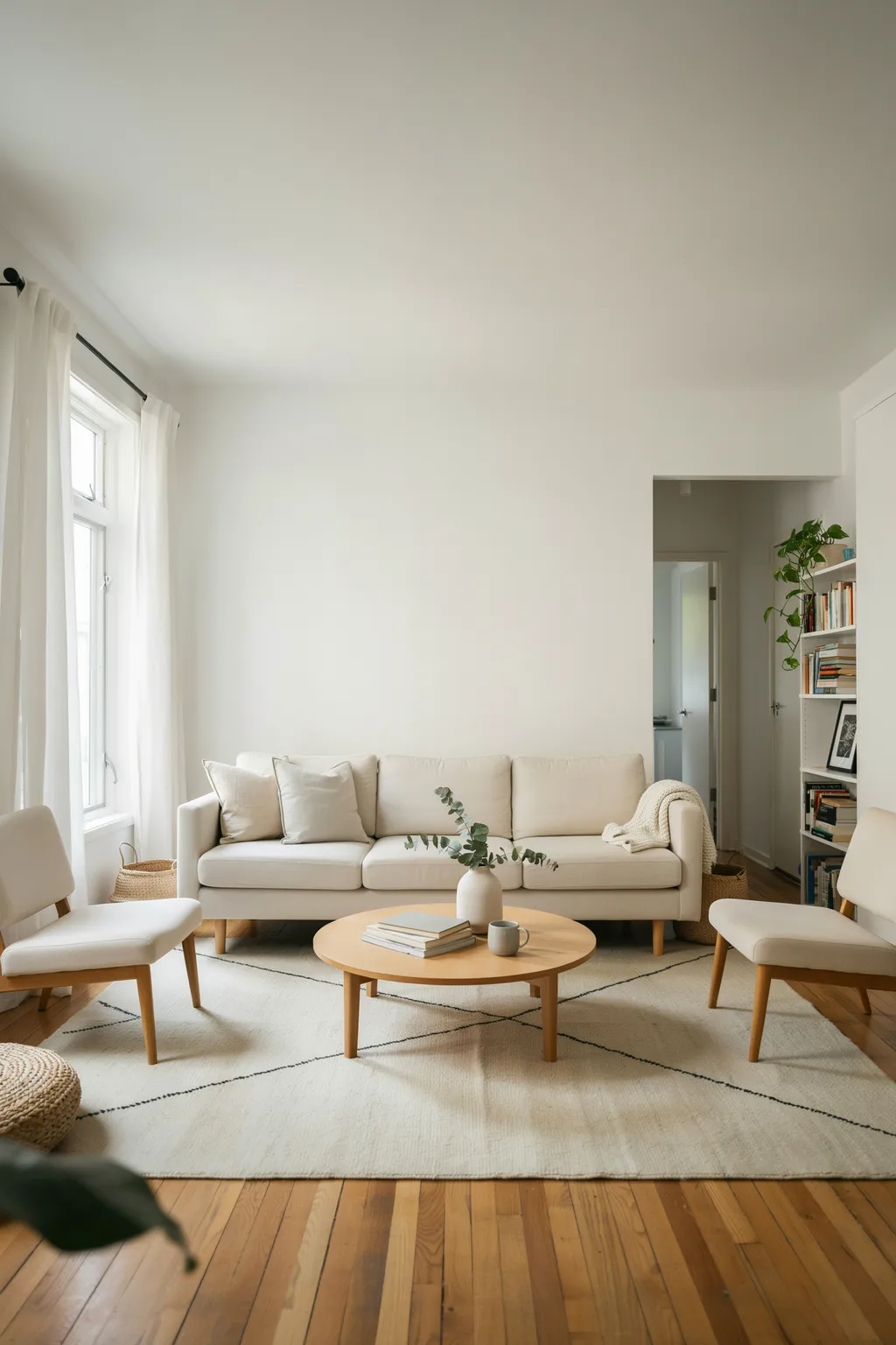 Anchor the Seating with a Large Textured Rug