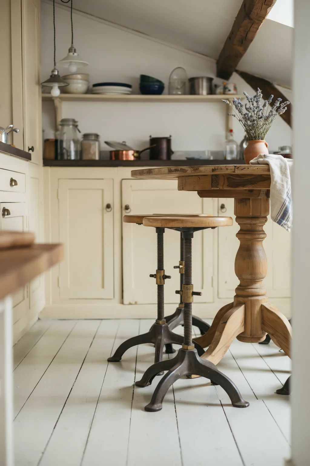 Adjustable Screw Stools With Vintage Charm
