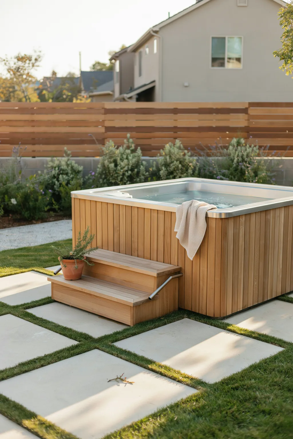 The Classic Cedar Hot Tub Setup