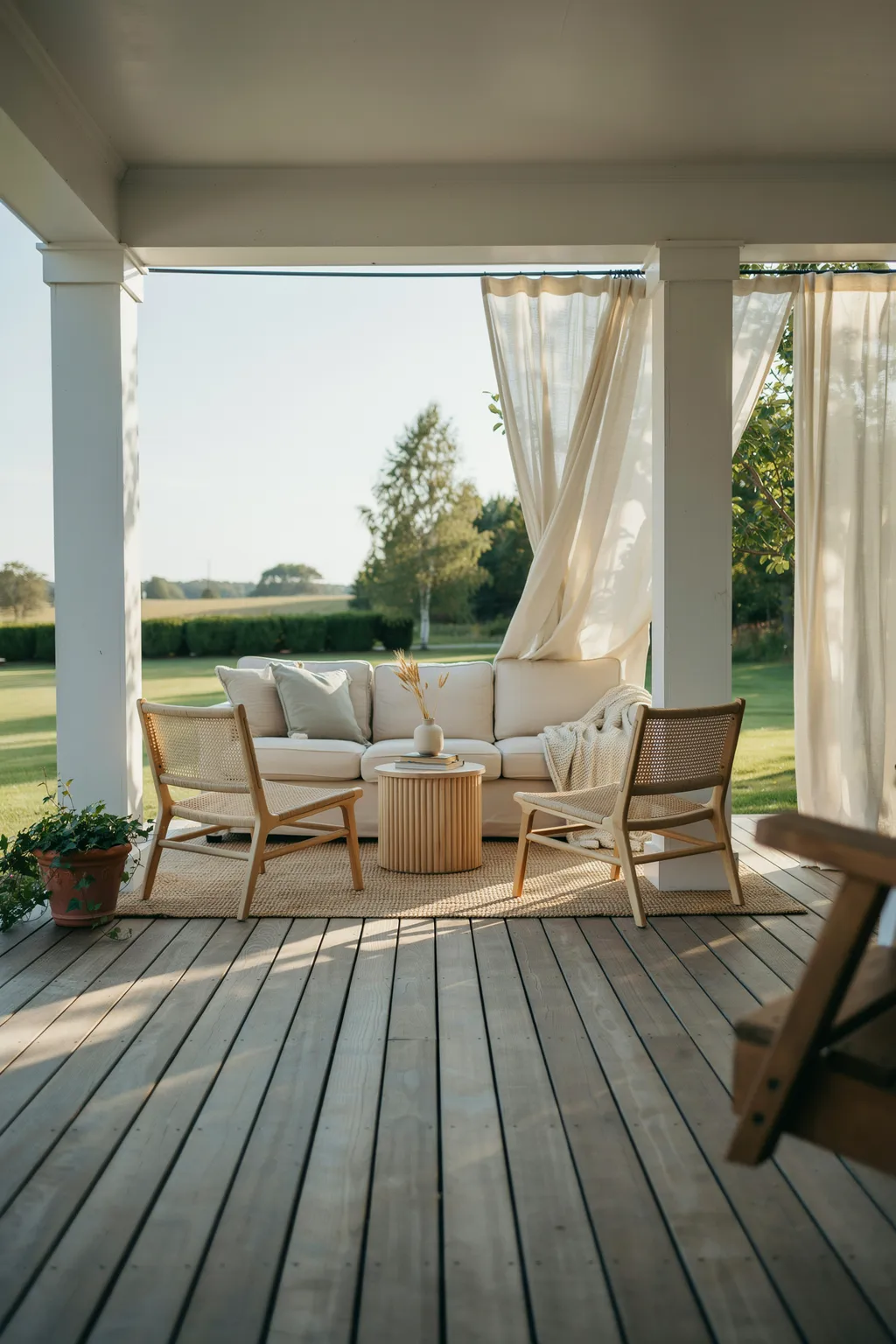 Linen Curtains for a Cozy Farmhouse Porch