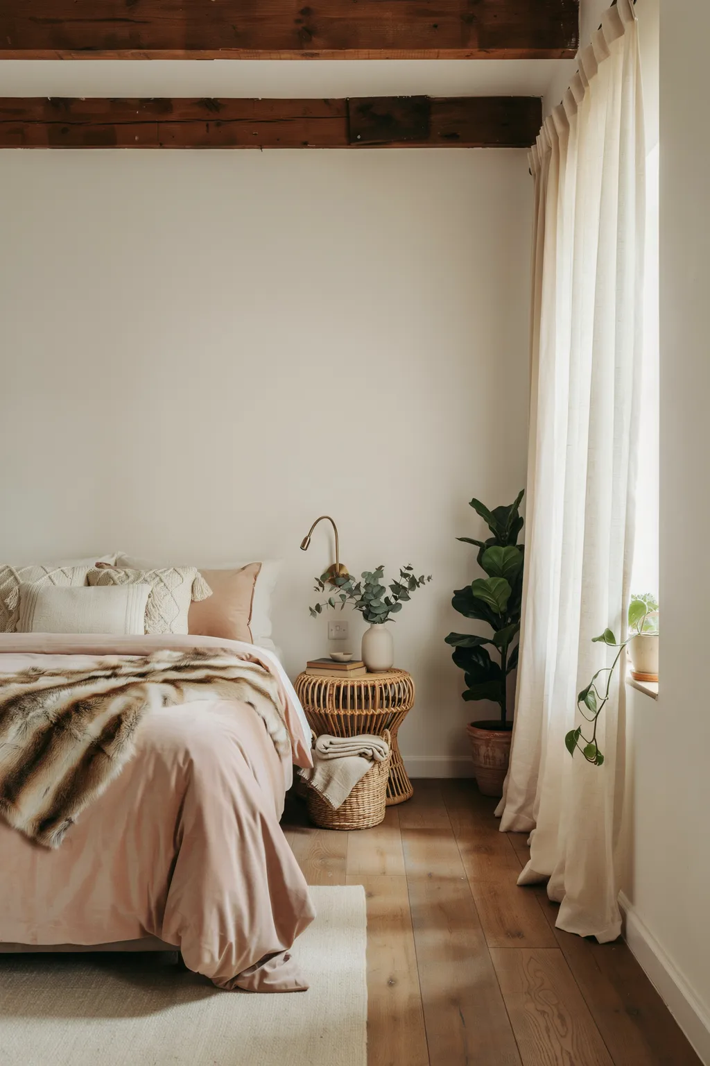 Texture-Layered Cozy Bedroom