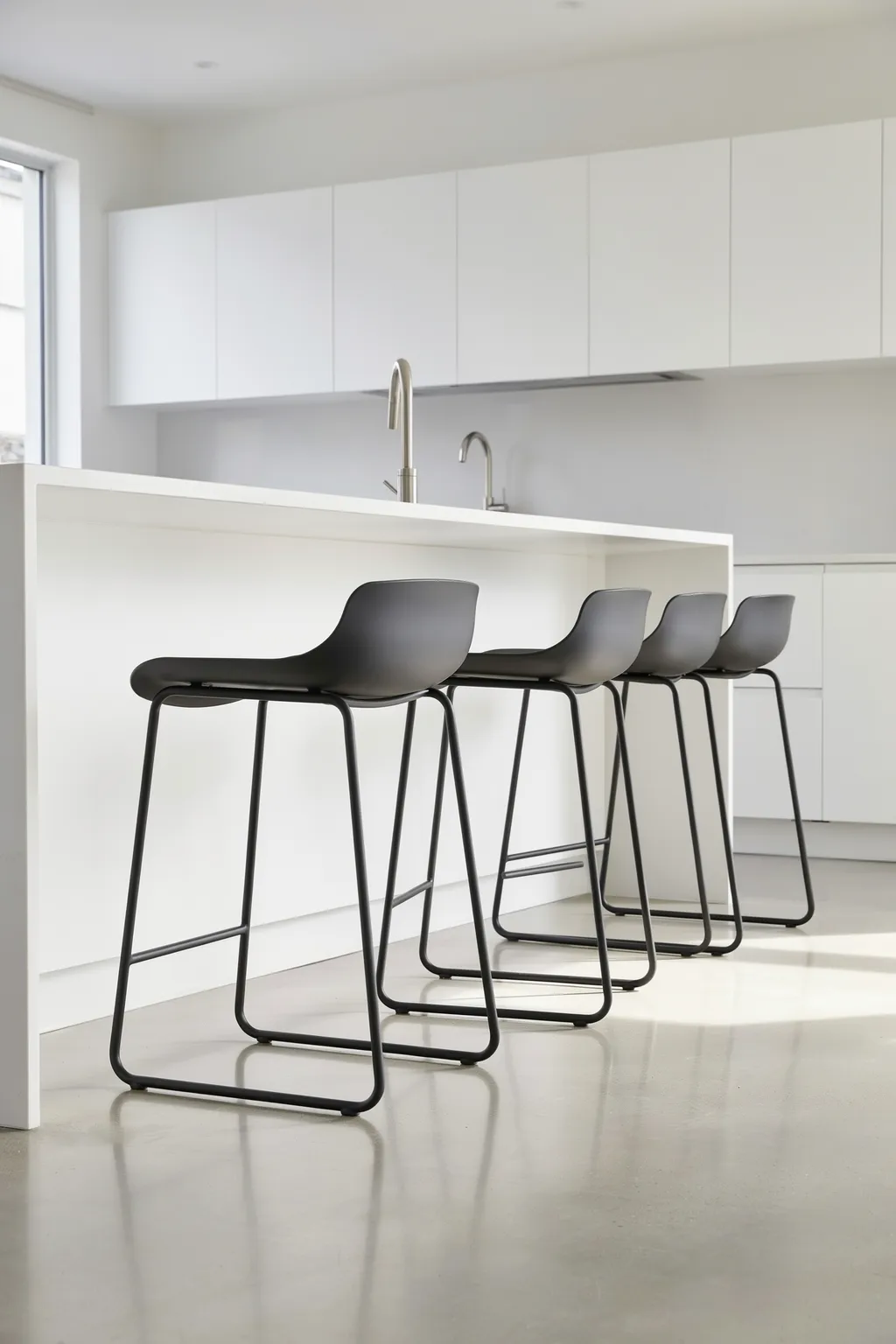 Curved Black Metal Stools For Modern Kitchens