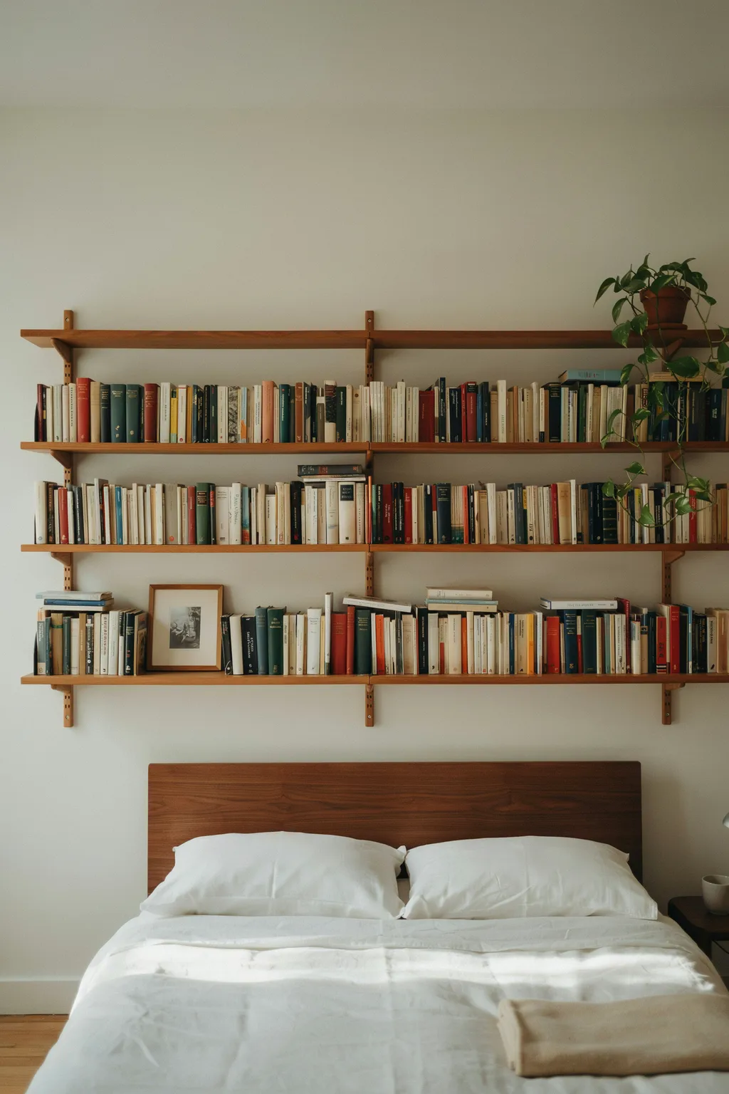 Mount Track Shelving Over the Headboard