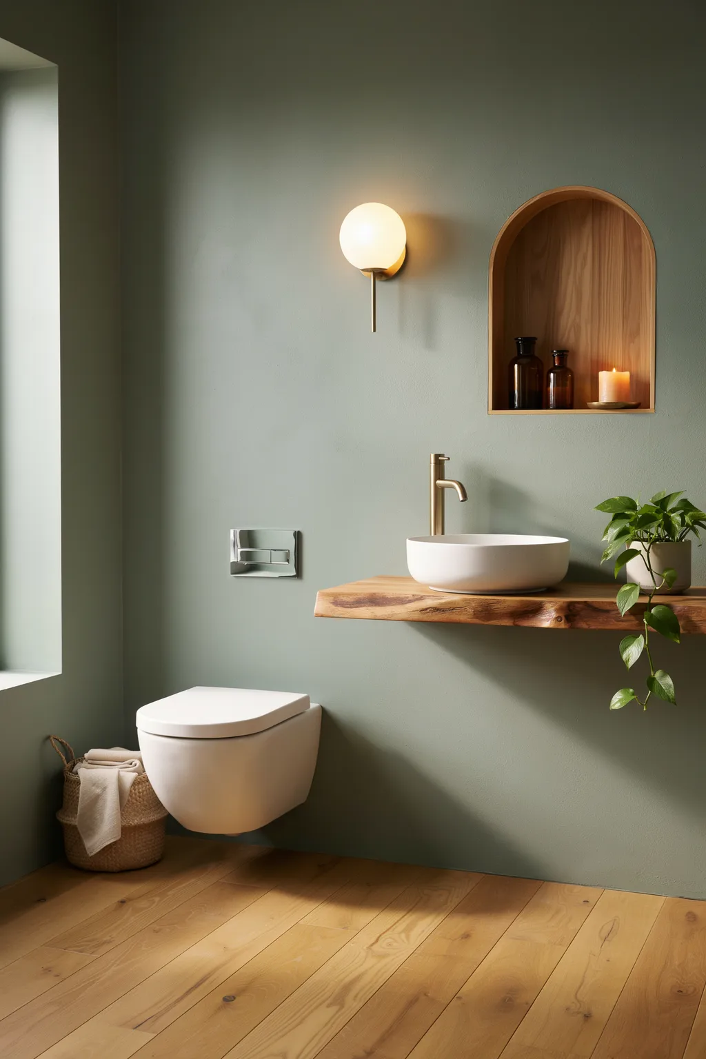Live-Edge Shelf With A Vessel Sink