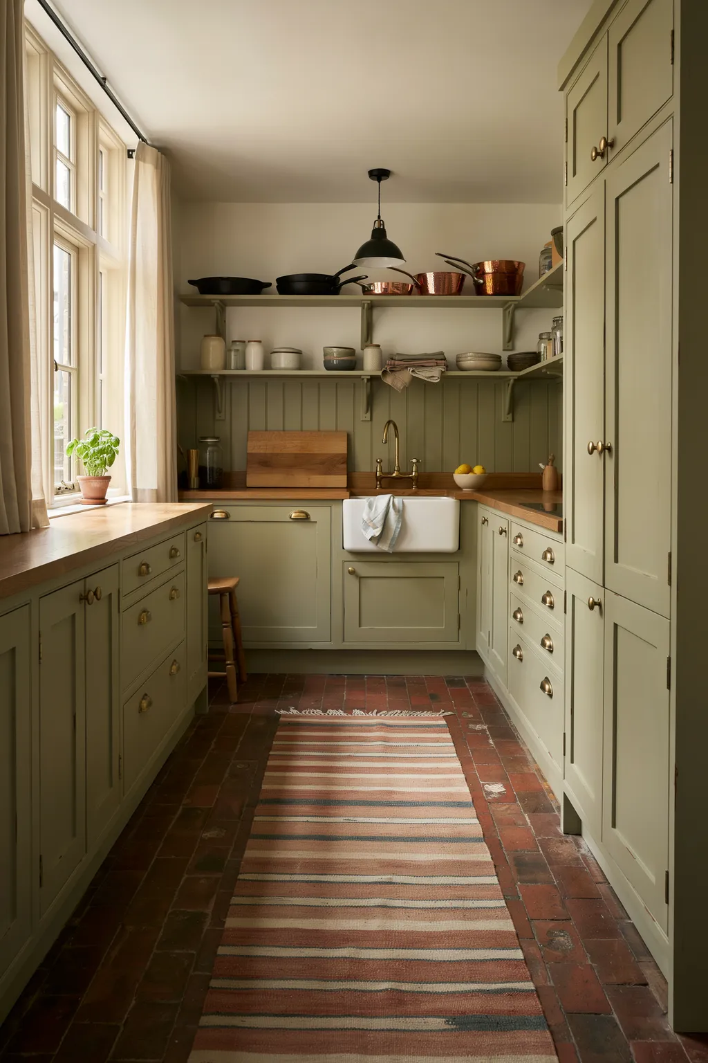 Moss Green Rustic Farmhouse Kitchen