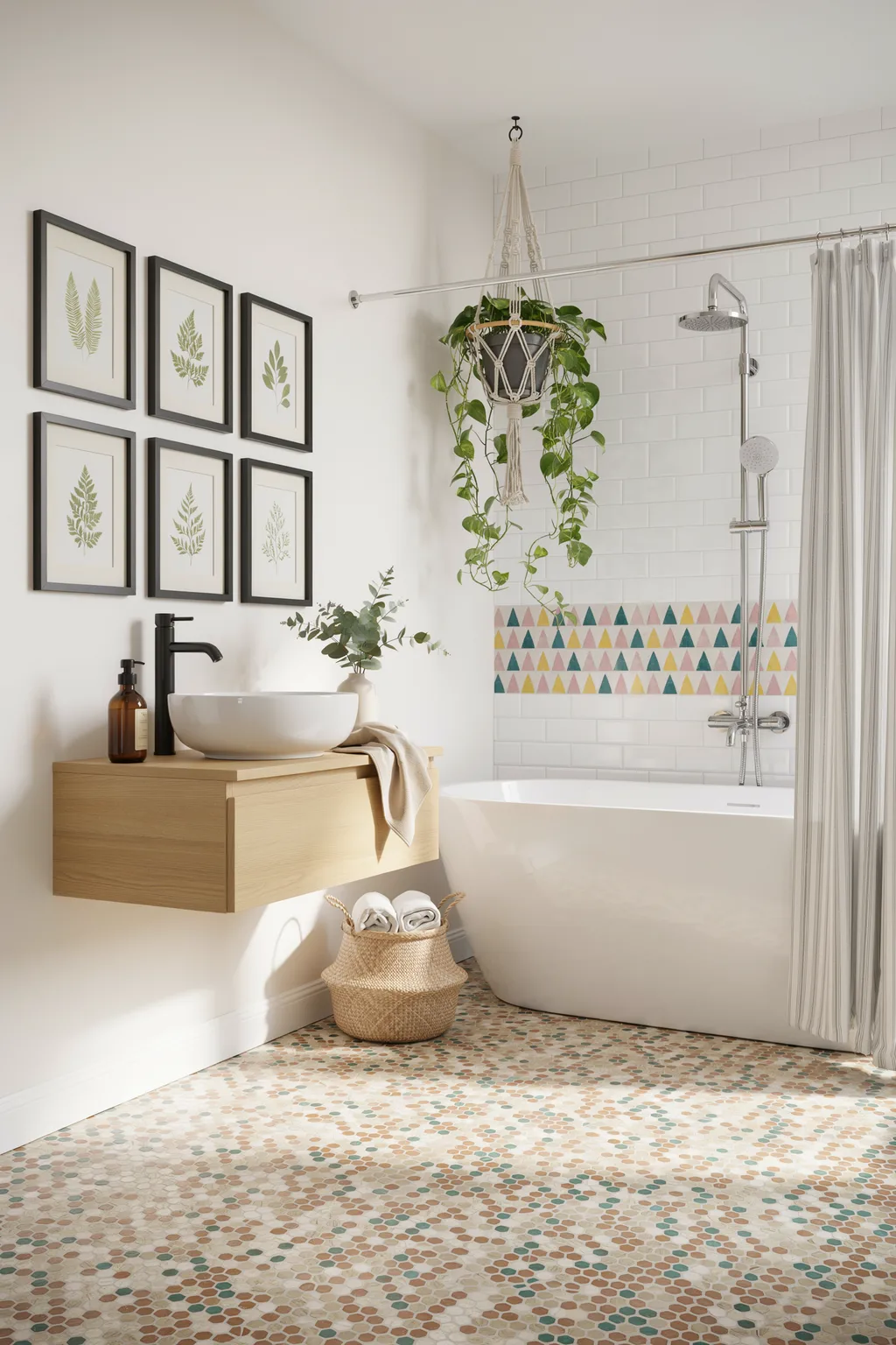 Geometric Triangle Tile Border Bathroom