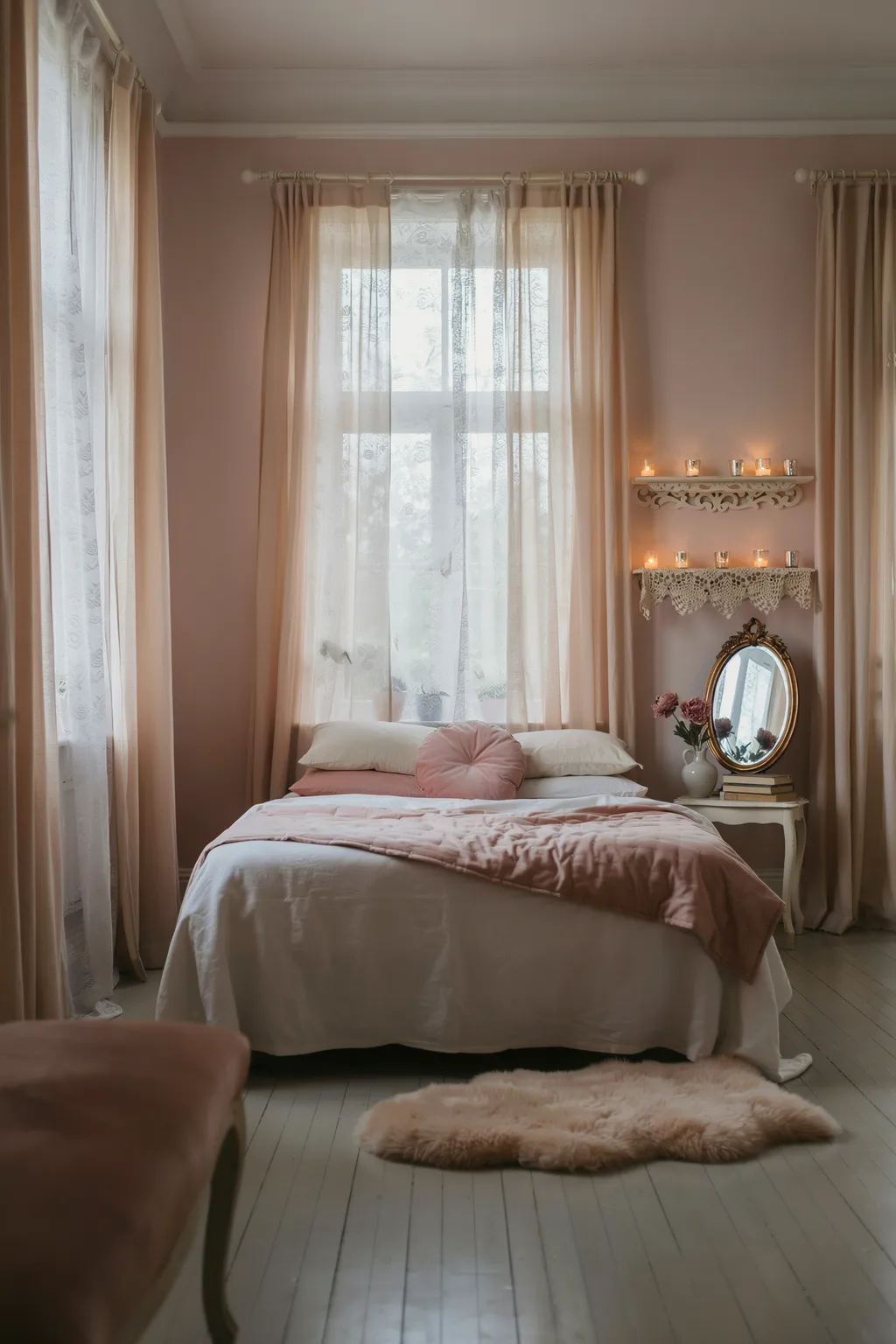 Candlelit Shelf Romantic Bedroom Ambiance Idea