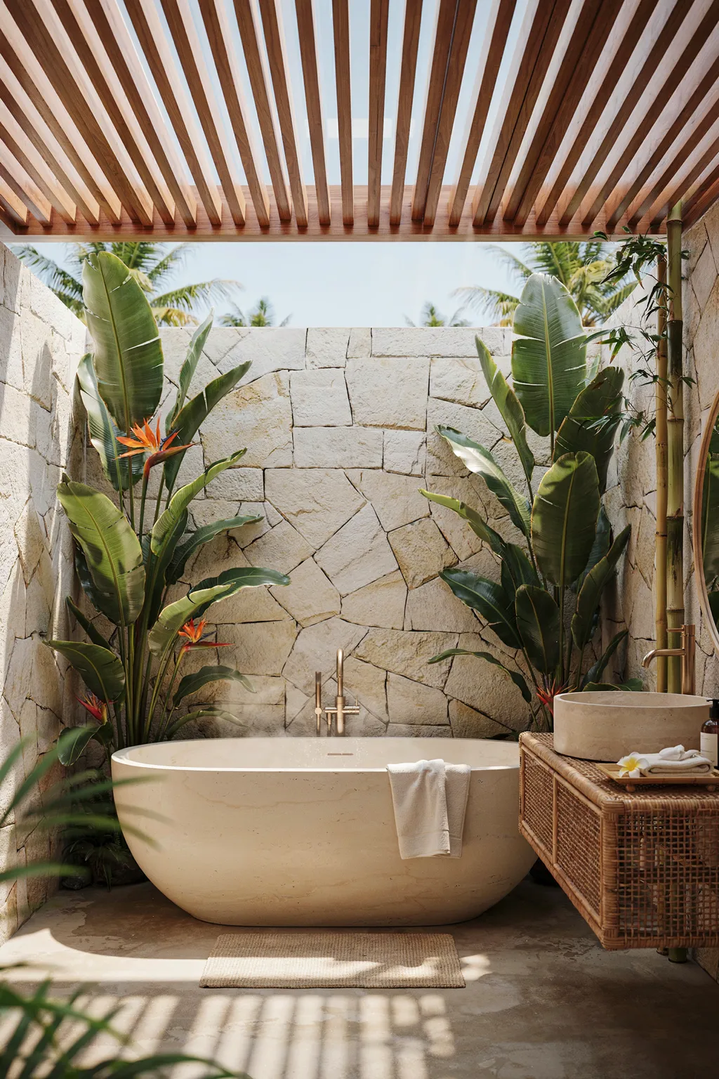 Tropical Plant Spa Bathroom