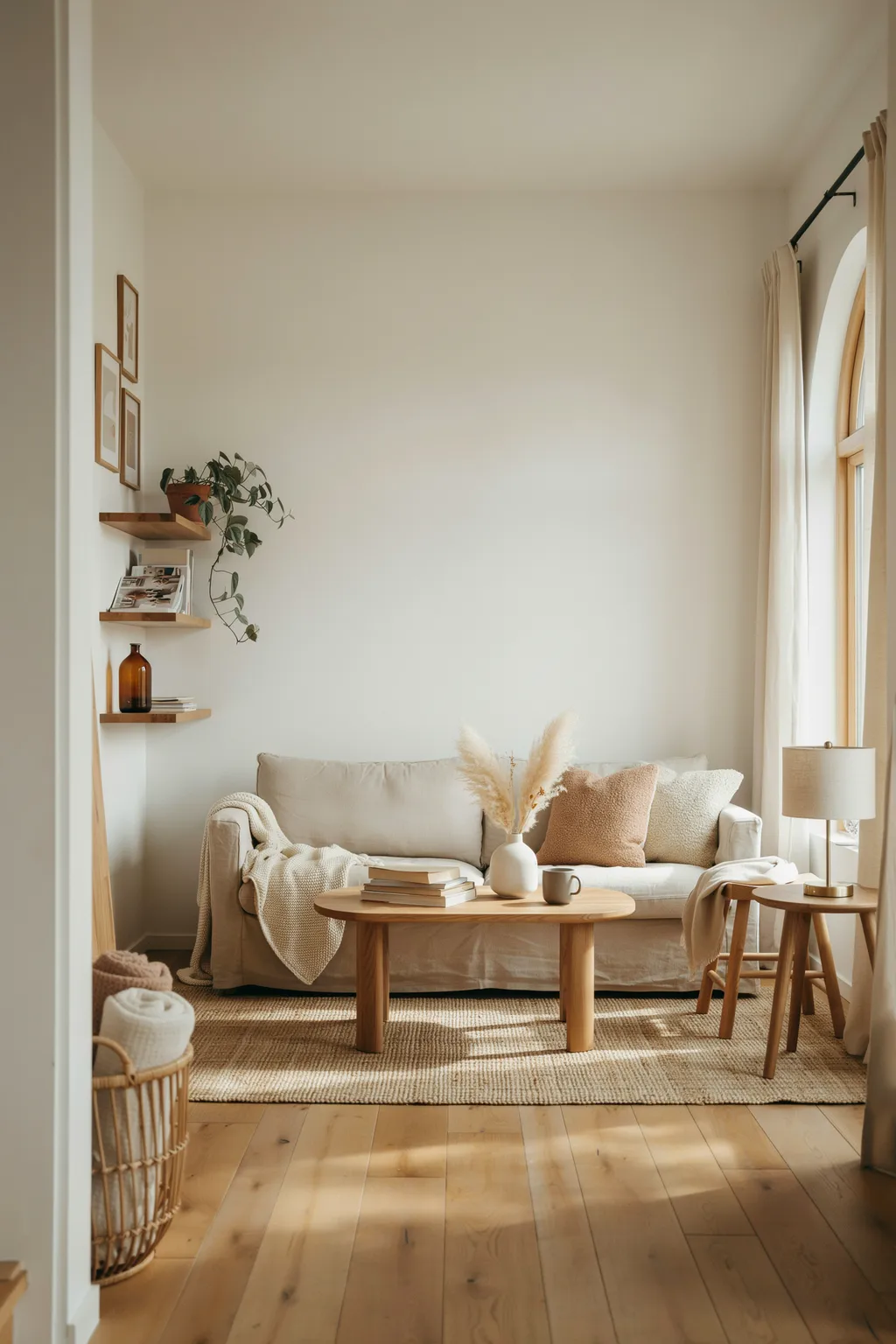 Warm Up the Monochromatic Palette with Raw Oak Elements