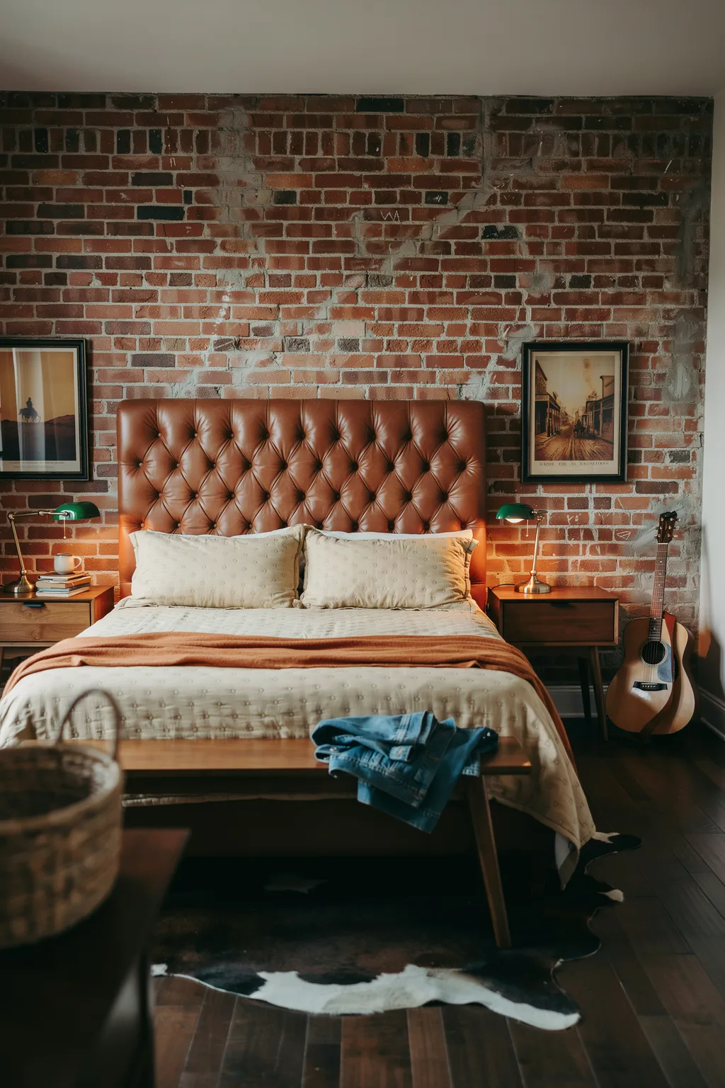 Nashville-Style Western Bedroom With Brick
