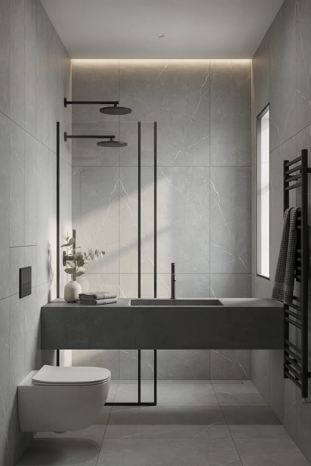 Large Format Stone Look Bathroom