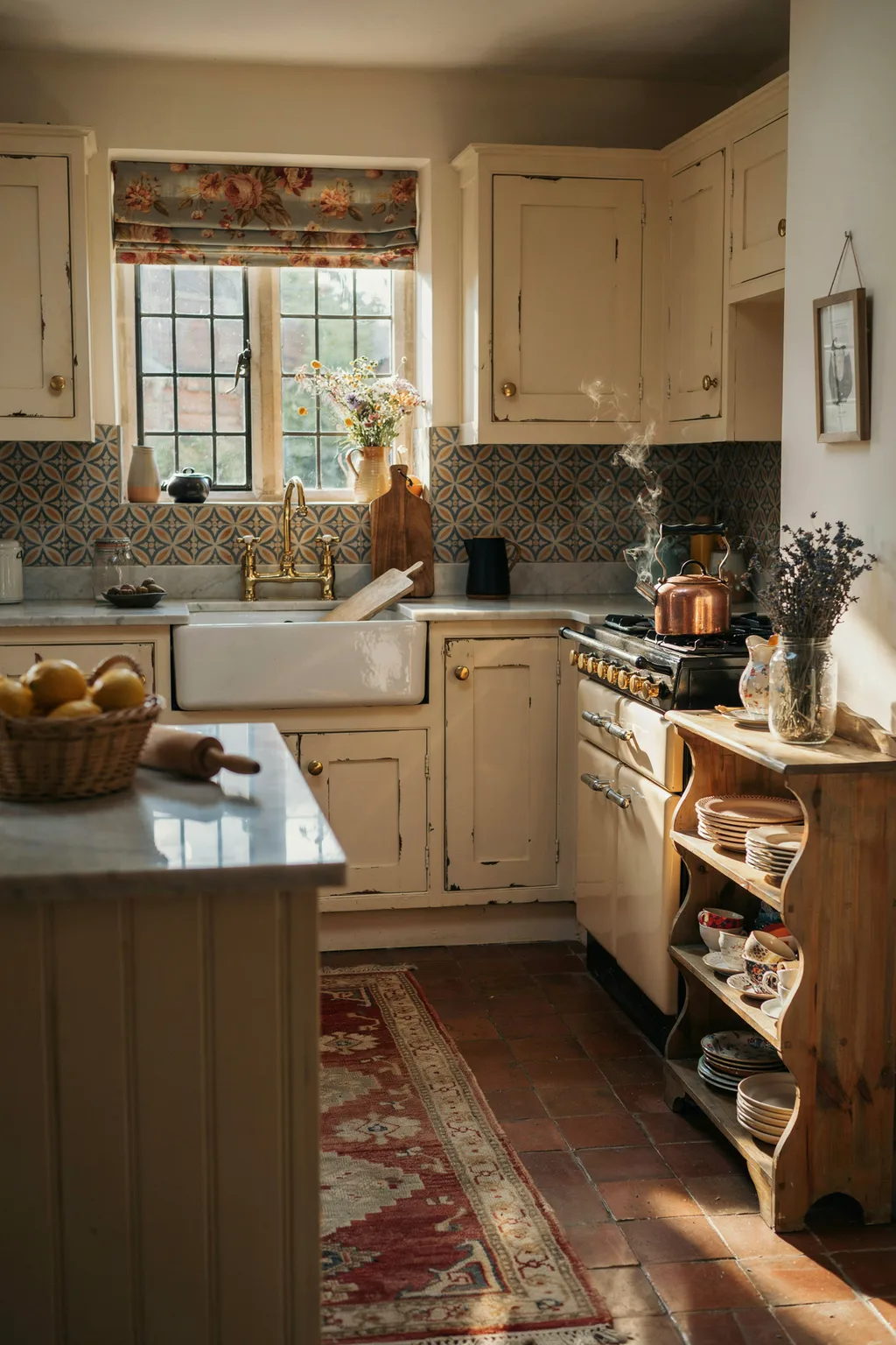 Cottage Kitchen With Aga And Floral