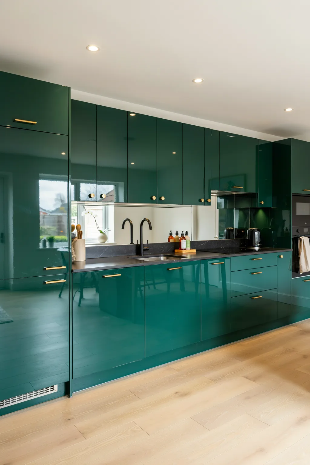 Glossy Emerald Green Kitchen