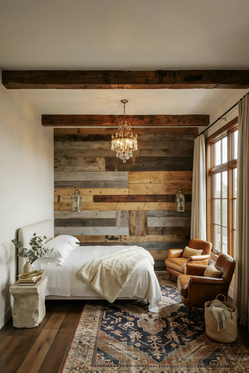Rustic Farmhouse Bedroom With Reclaimed Wood