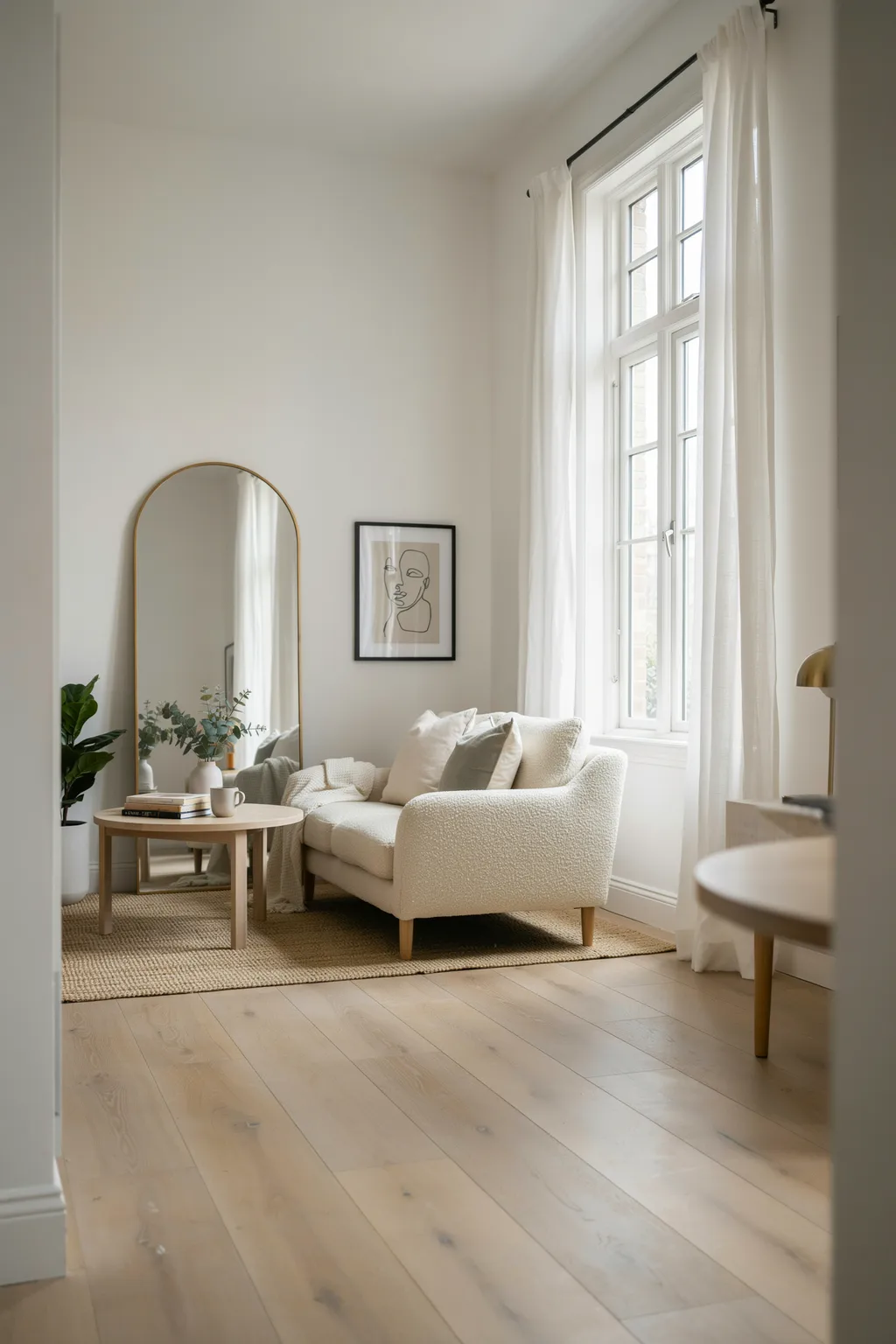 Dedicate One Corner to an Arched Floor Mirror