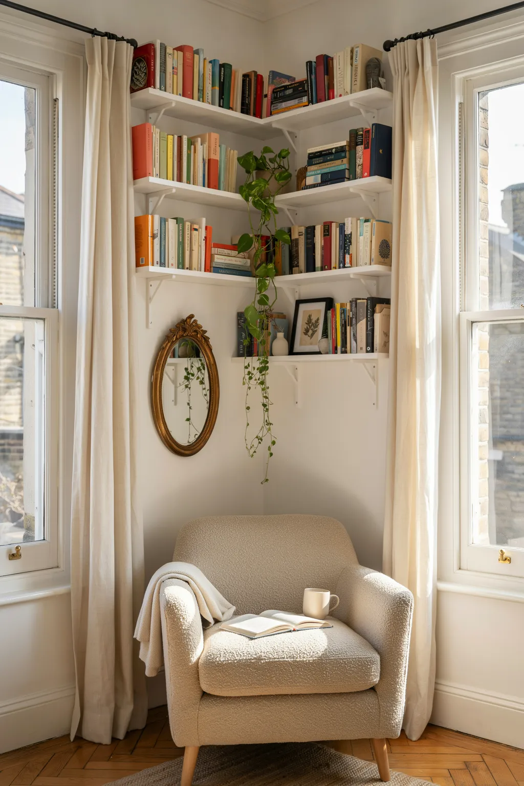 Wrap a Bright Corner in Book Shelves
