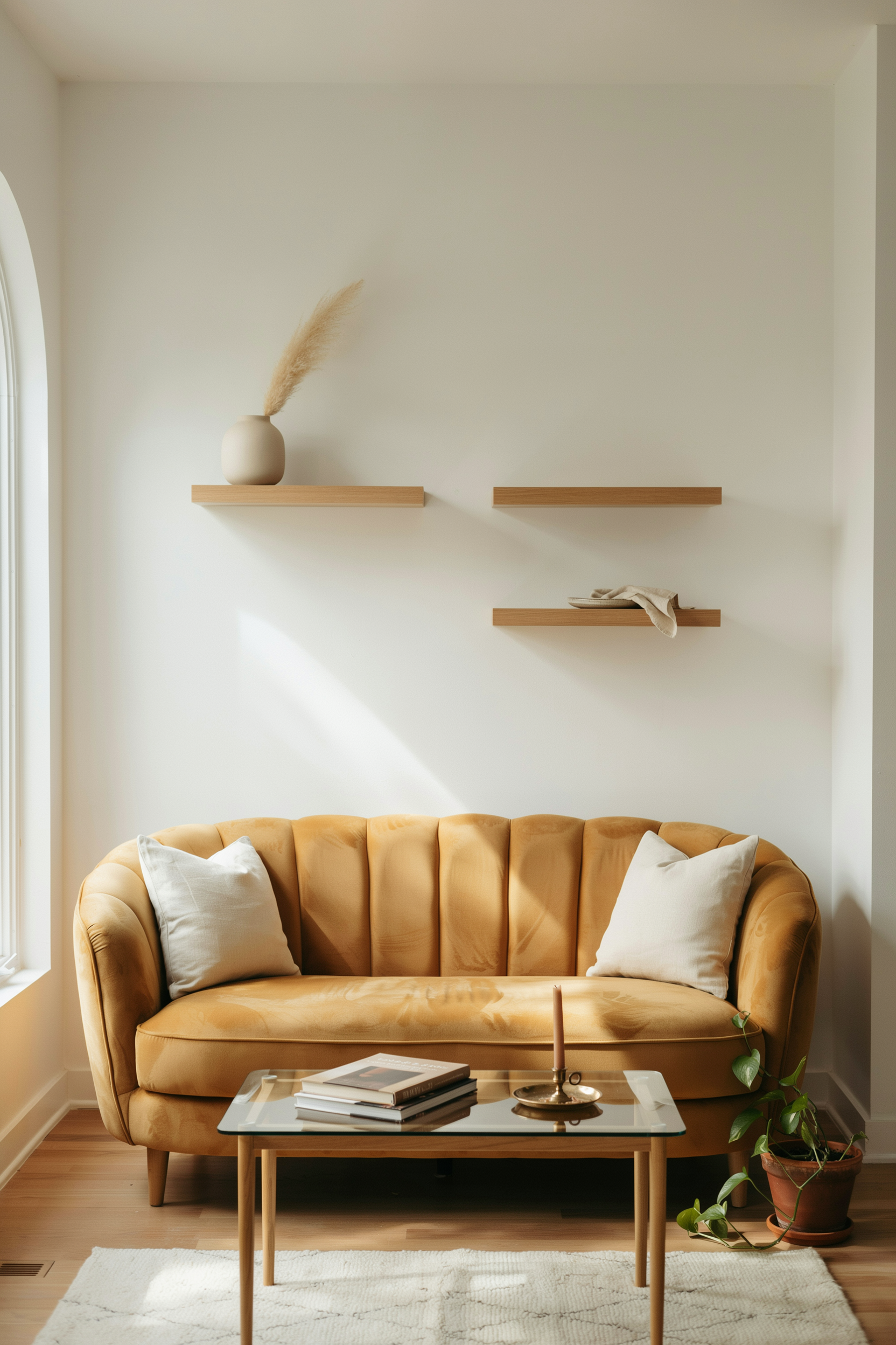 Yellow Velvet Loveseat For Small Spaces