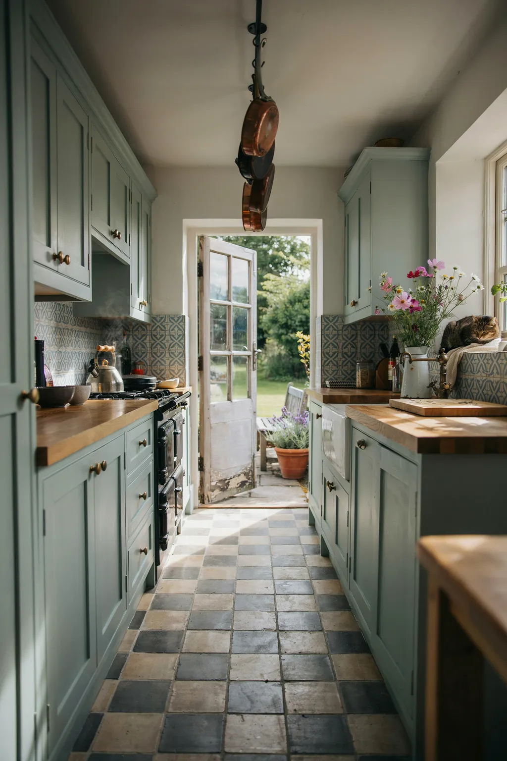 Copper Pan Rail Cottage Kitchen