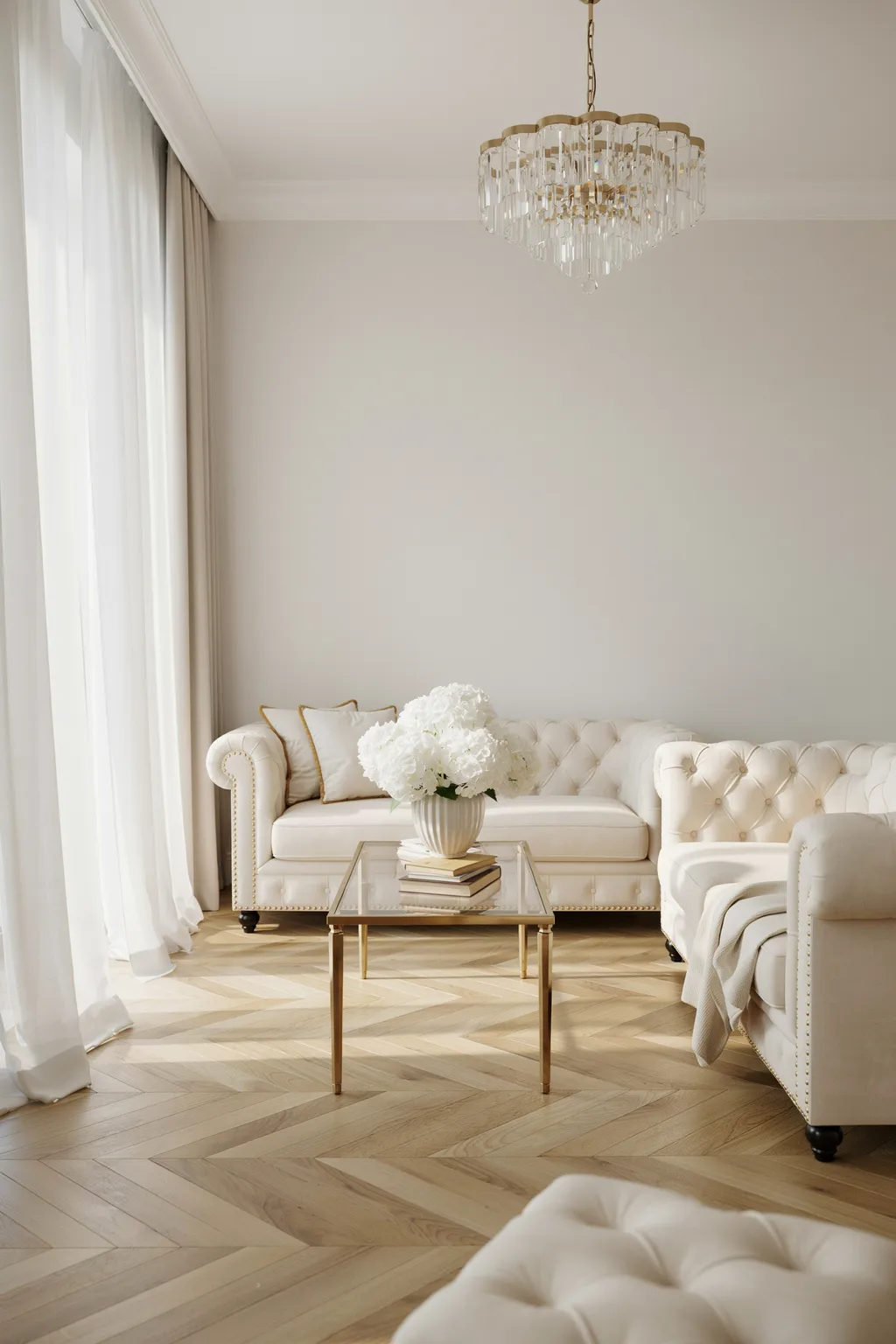 Gold Accents in a White Living Room