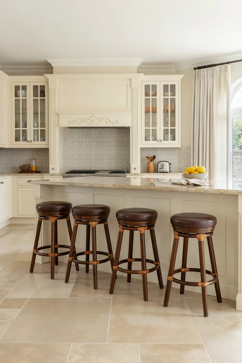 Turned-Leg Wood Stools For French Kitchens
