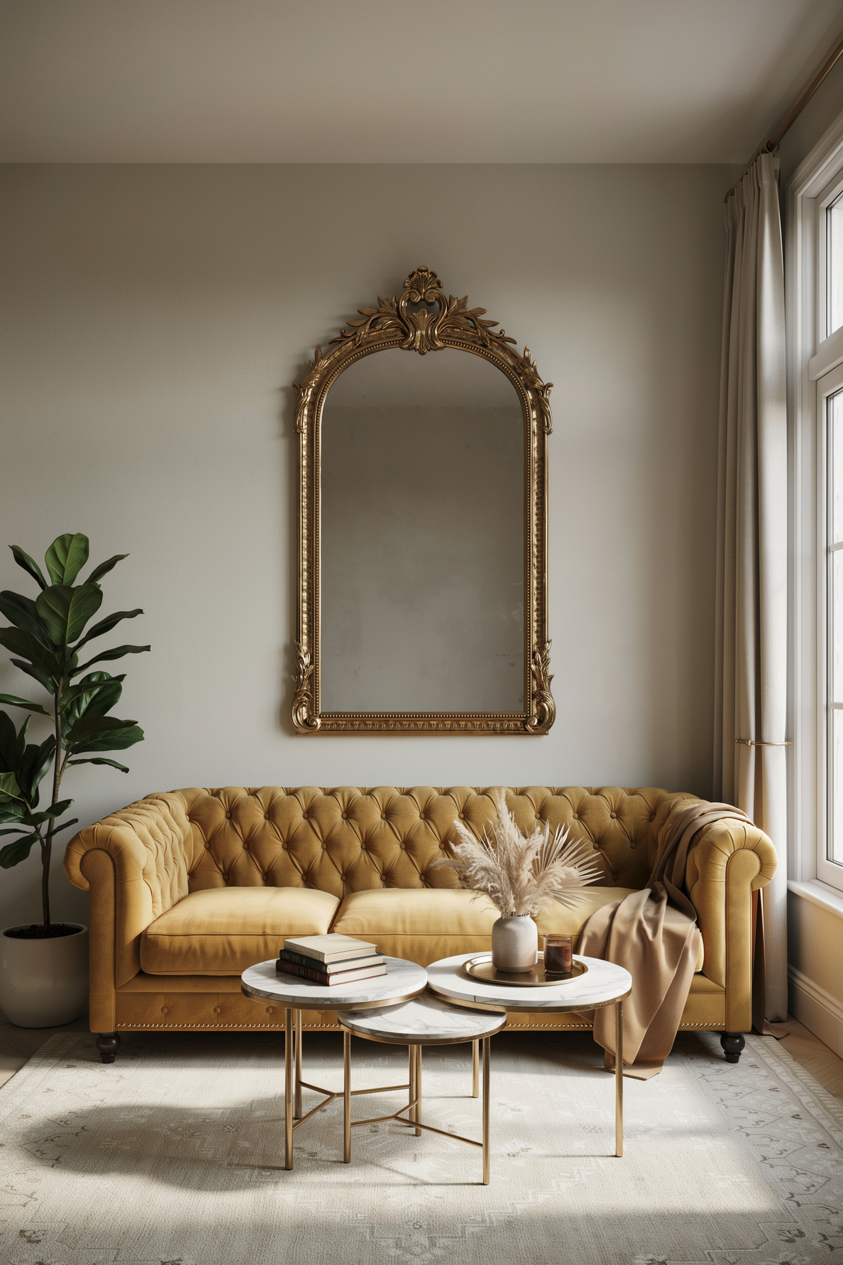 Elegant Yellow And Gold Living Room