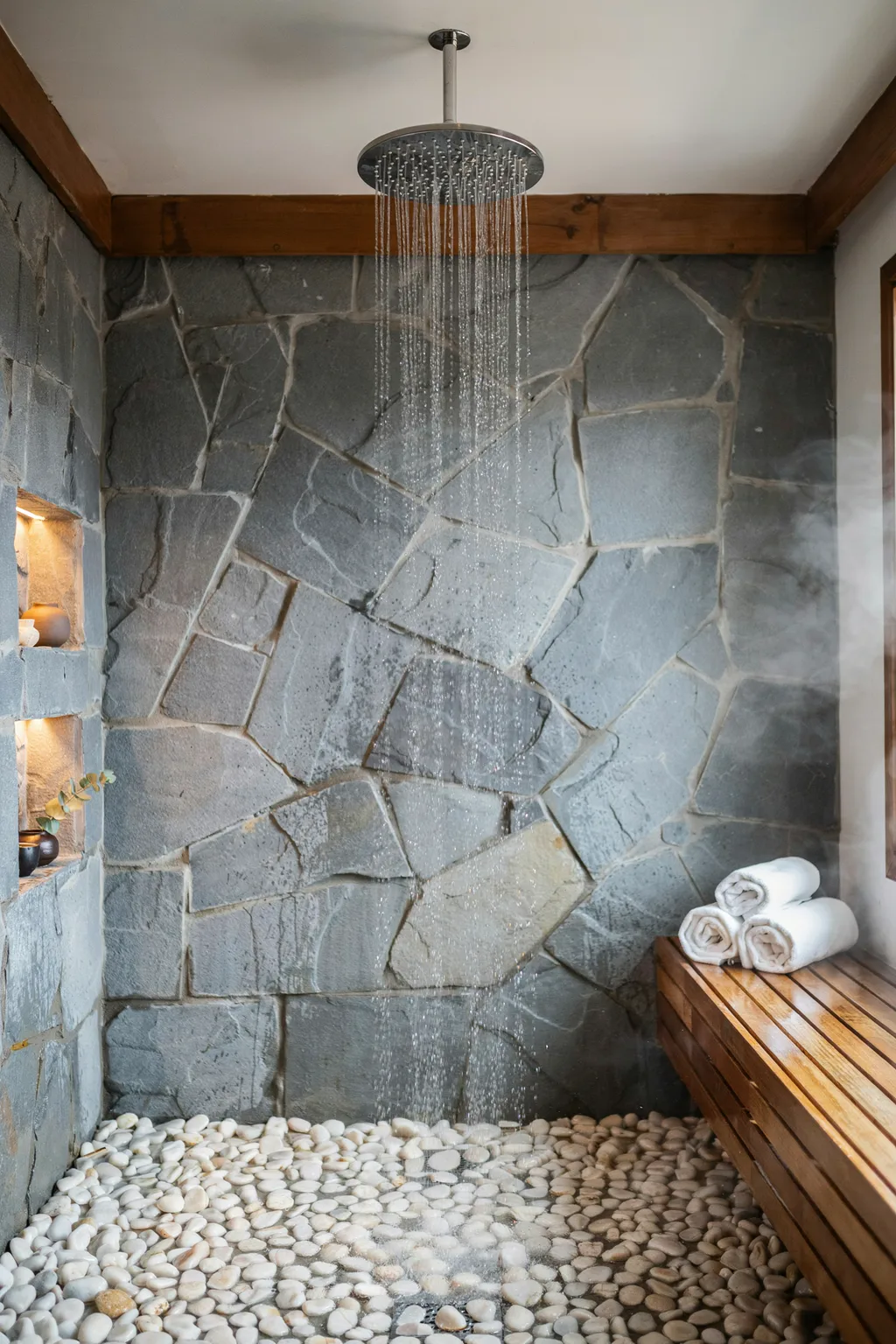 Rain Shower Over Pebbles Spa Bath