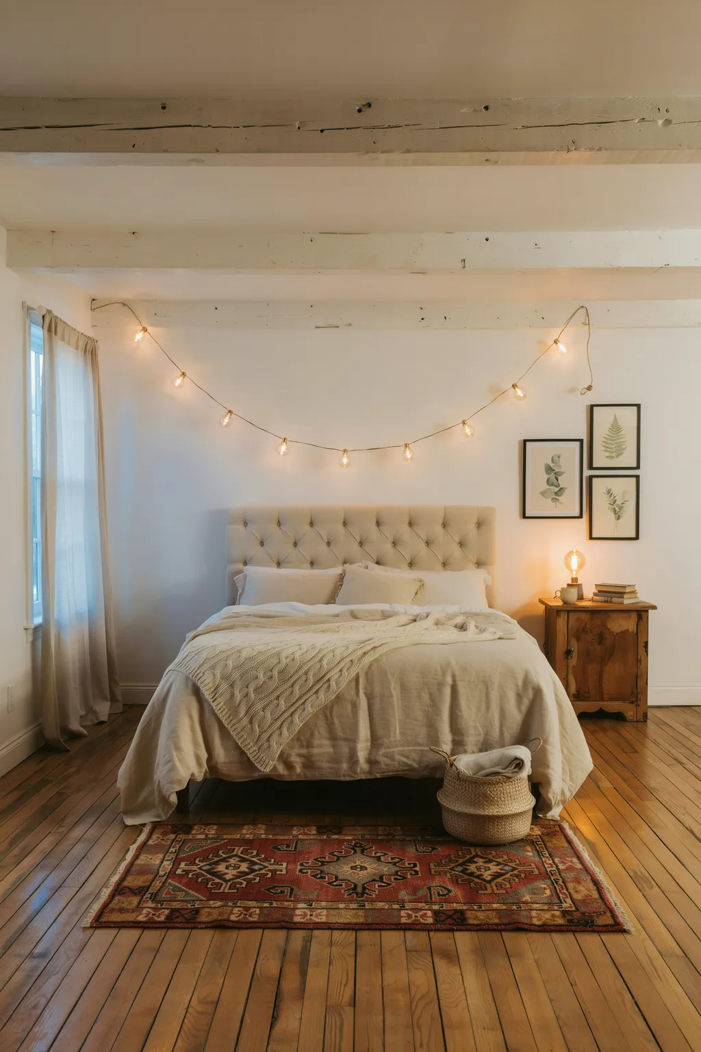 String Light Swag Romantic Bedroom Idea