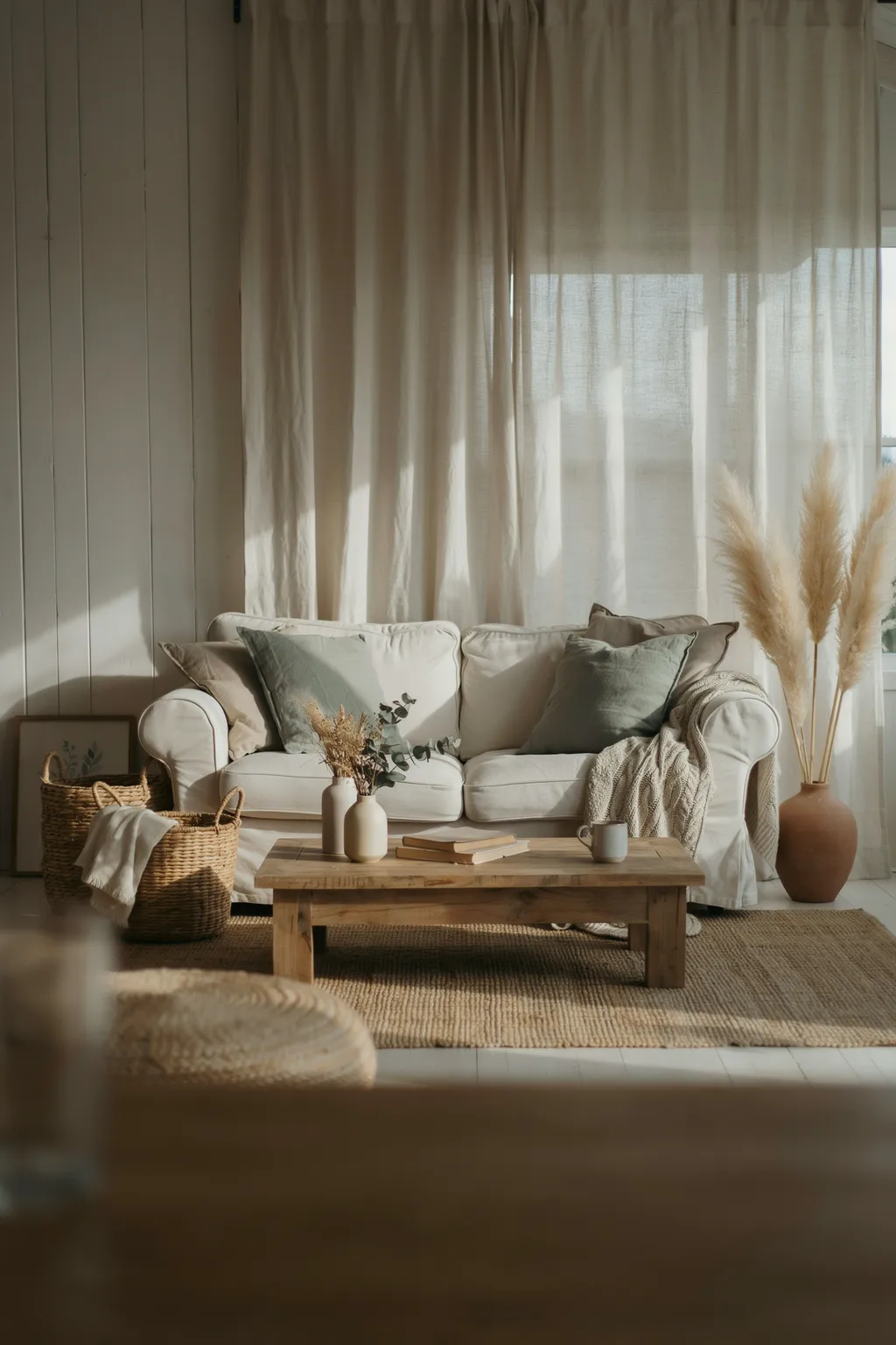Add Baskets and Dried Pampas for Warmth