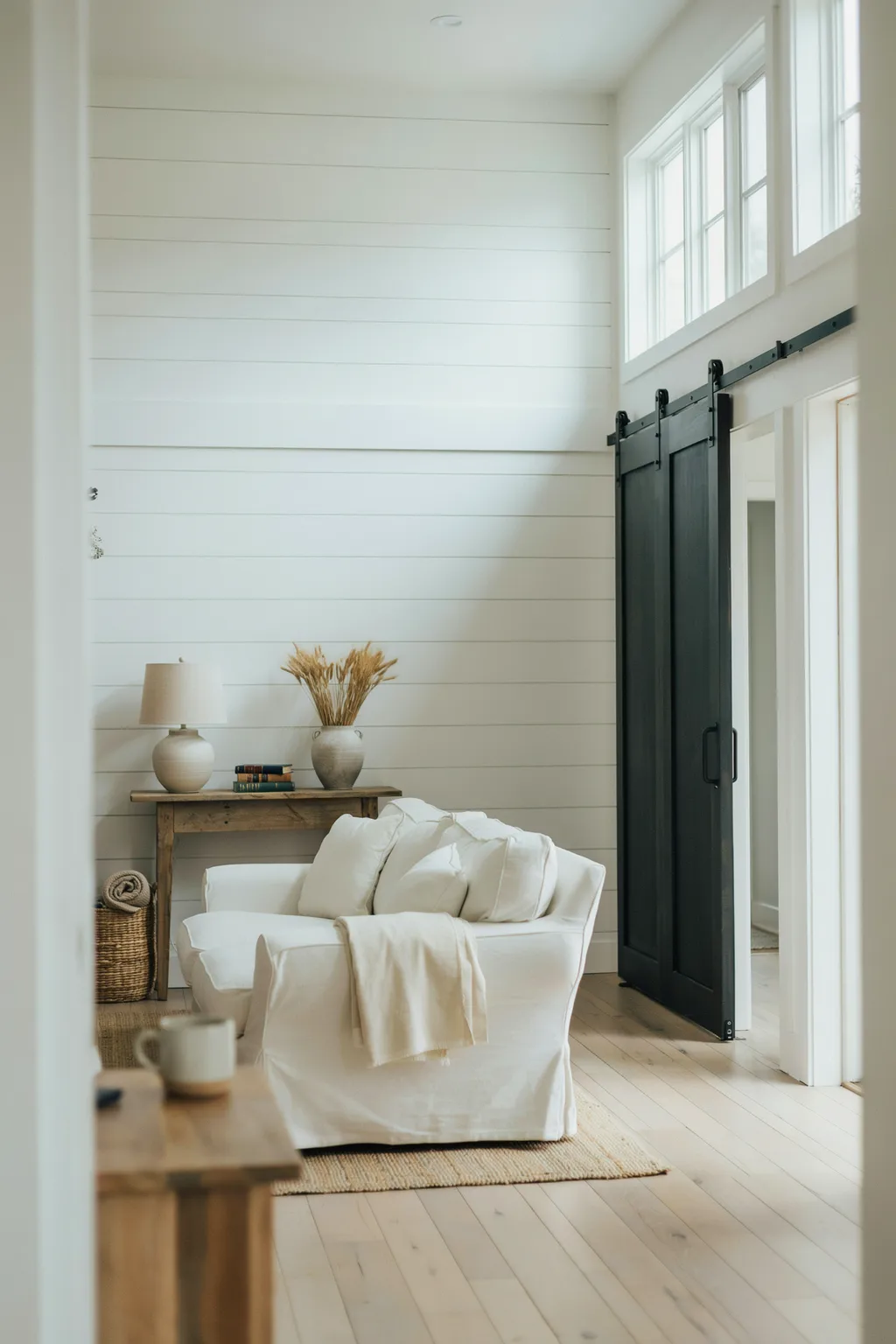 Bright Farmhouse Living Room, Small Space