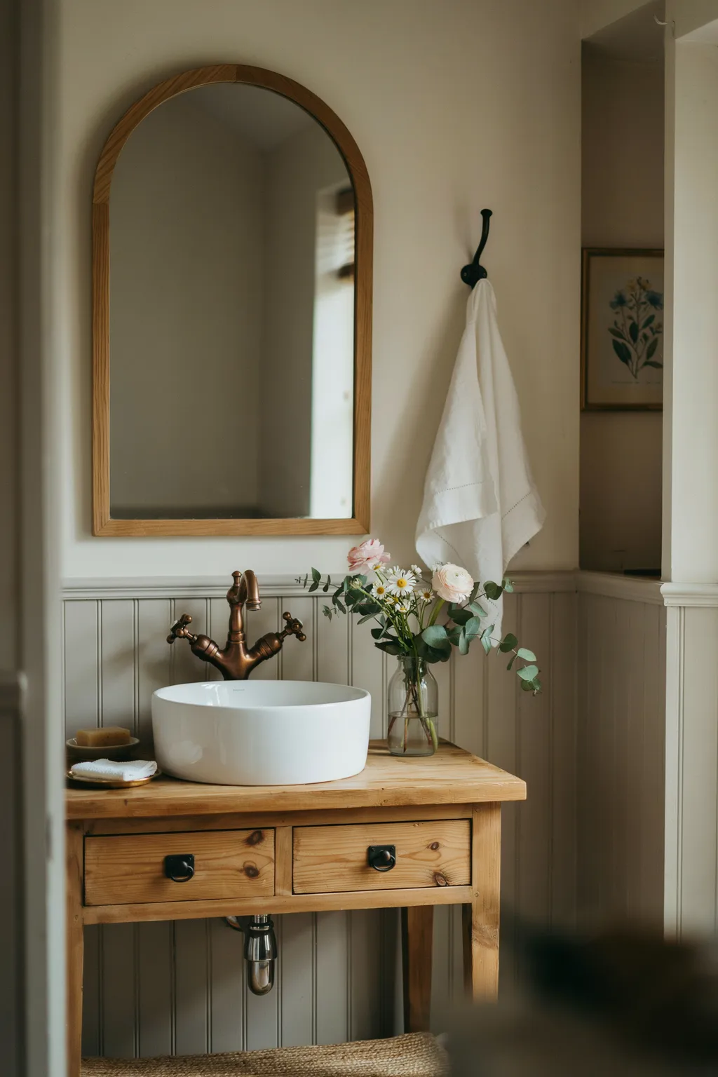 Pine Vanity And Beadboard Charm
