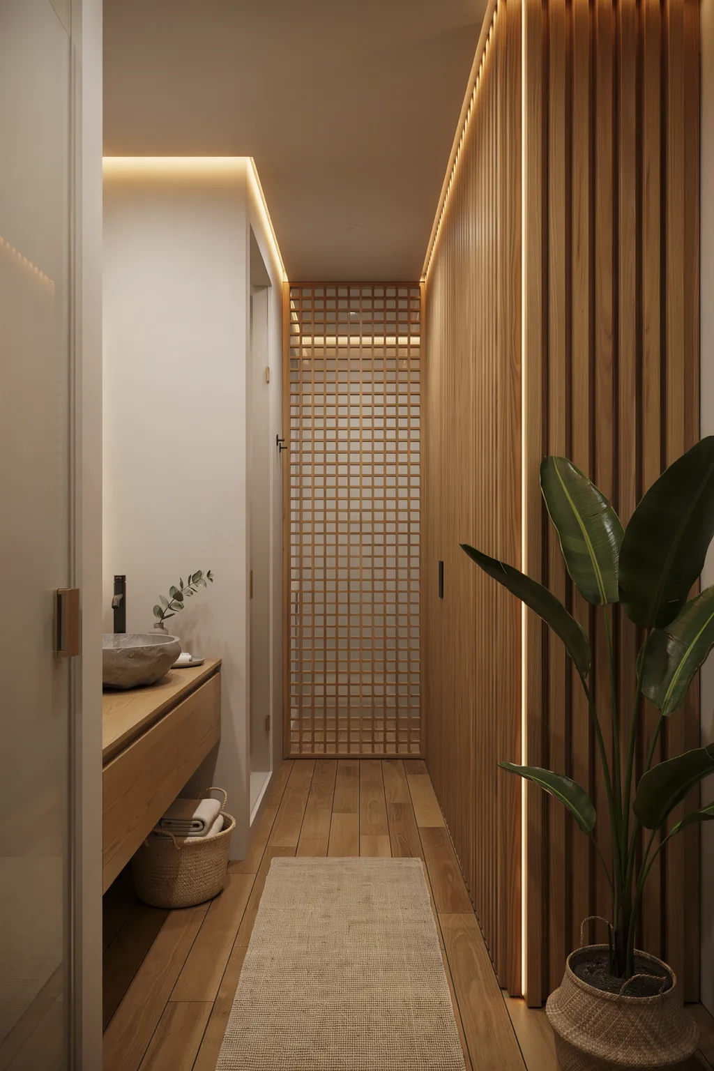 Lattice Screen With Warm Hidden Light