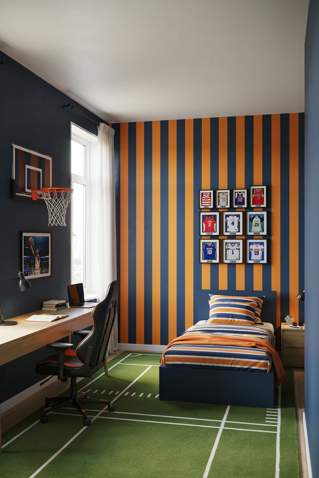 Bold Sports-Themed Kids Bedroom