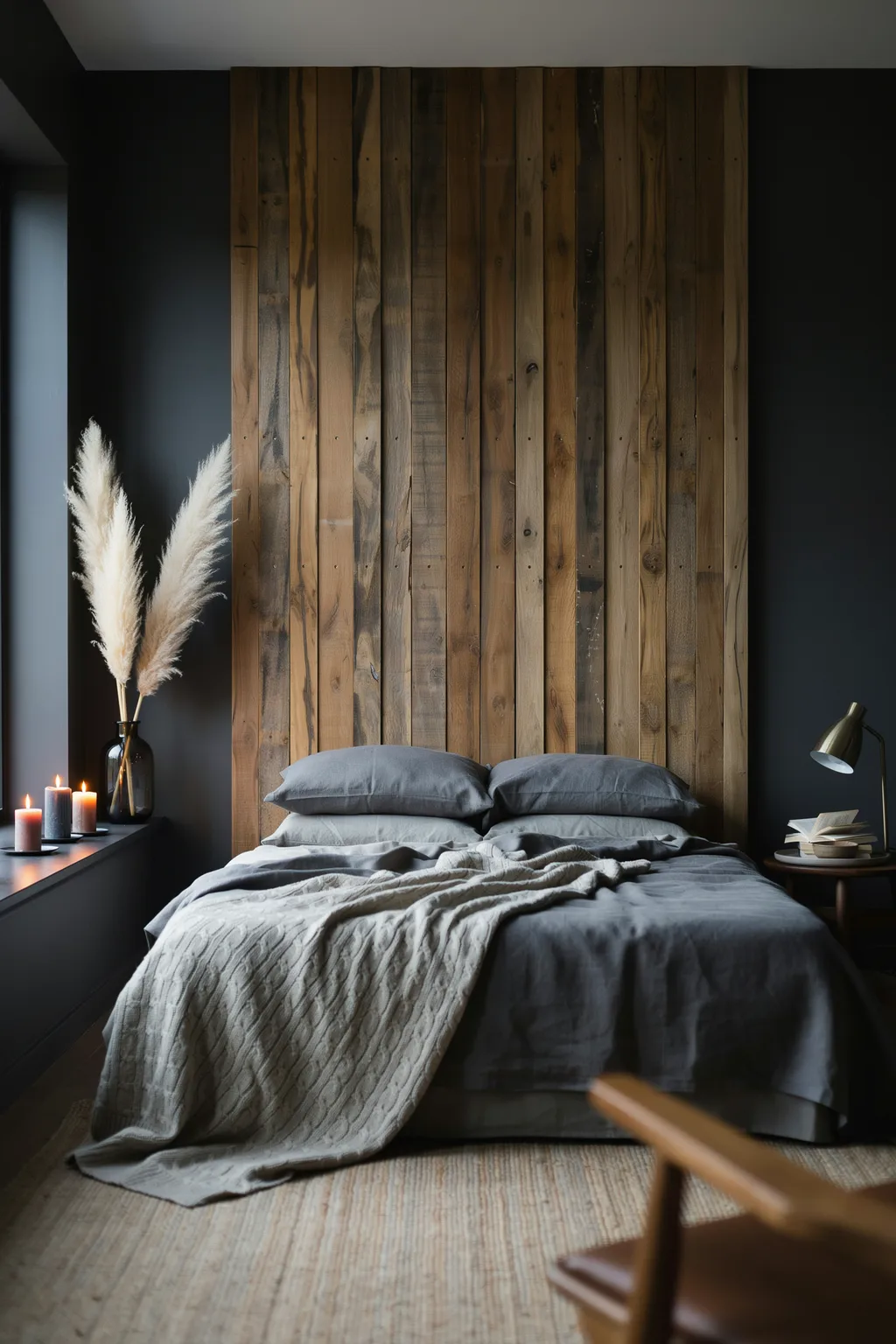 Reclaimed Wood Accent Wall Romantic Bedroom