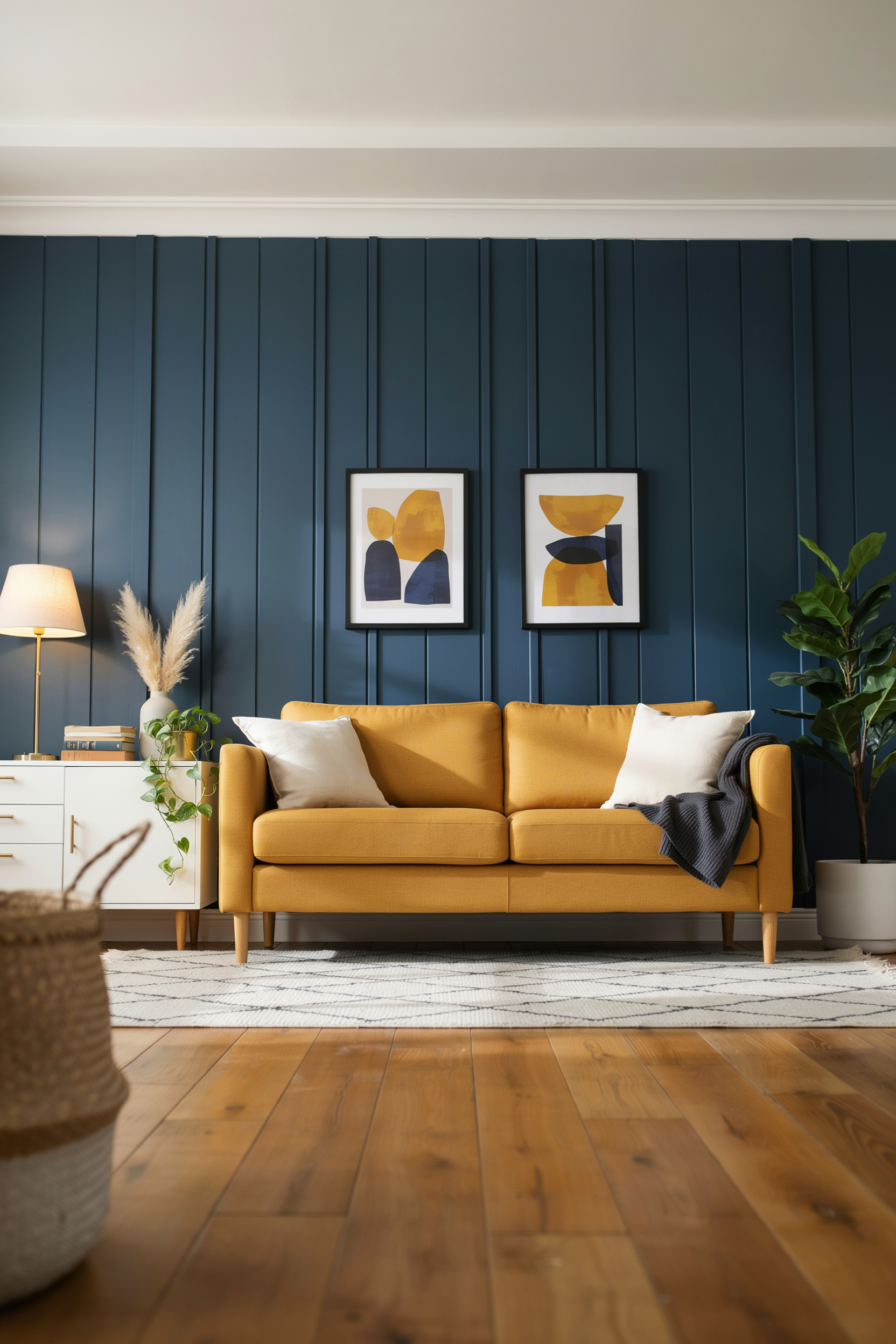 Mustard And Navy Living Room Combo