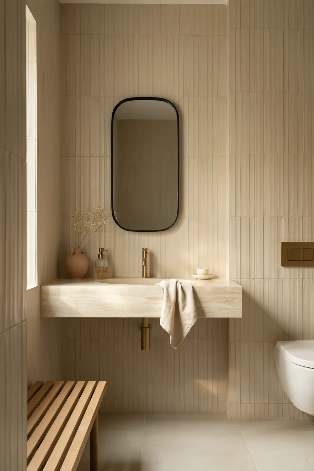 Tonal Fluted Tile Bathroom