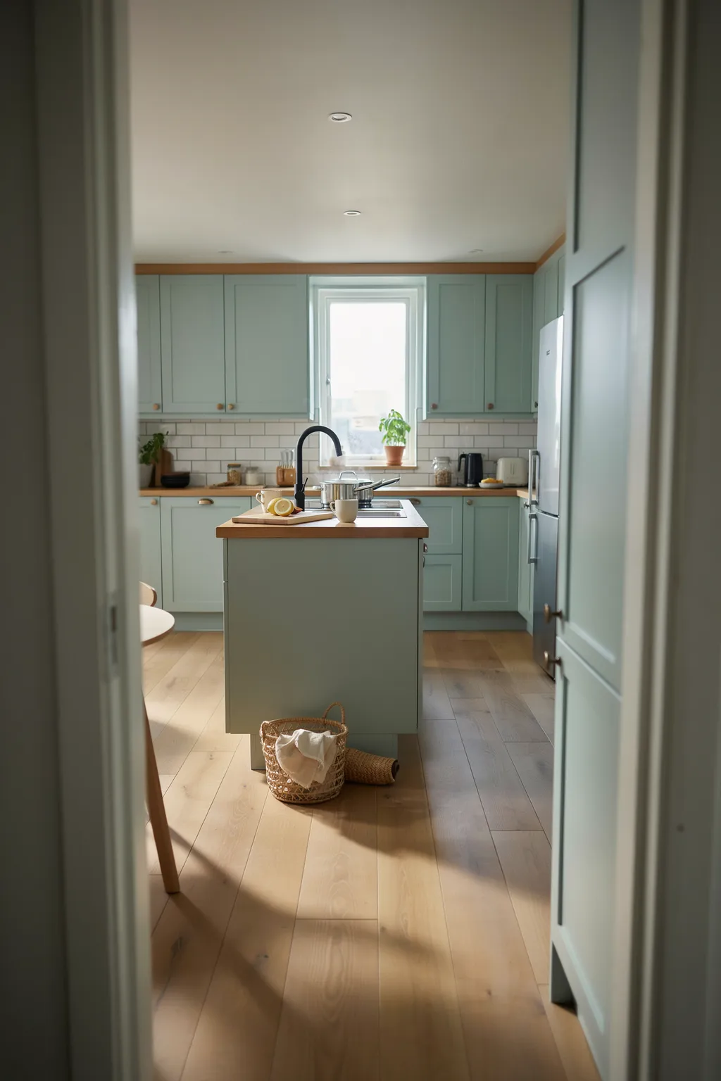 Pastel Mint Apartment Kitchen