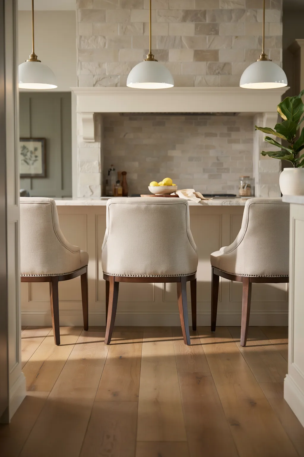 Nailhead Wingback Stools For Classic Kitchens