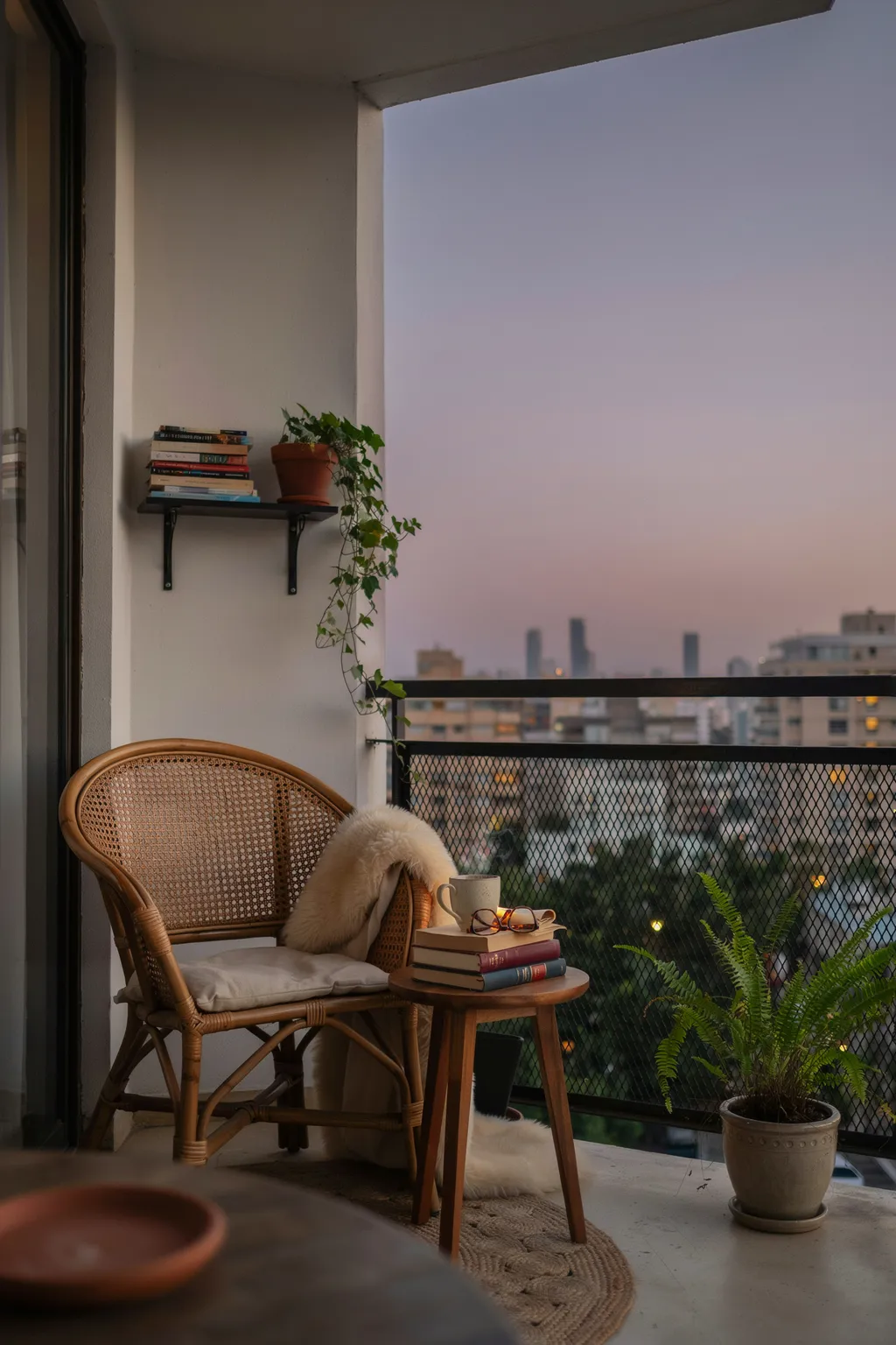 Cozy Balcony Reading Nook in a Corner