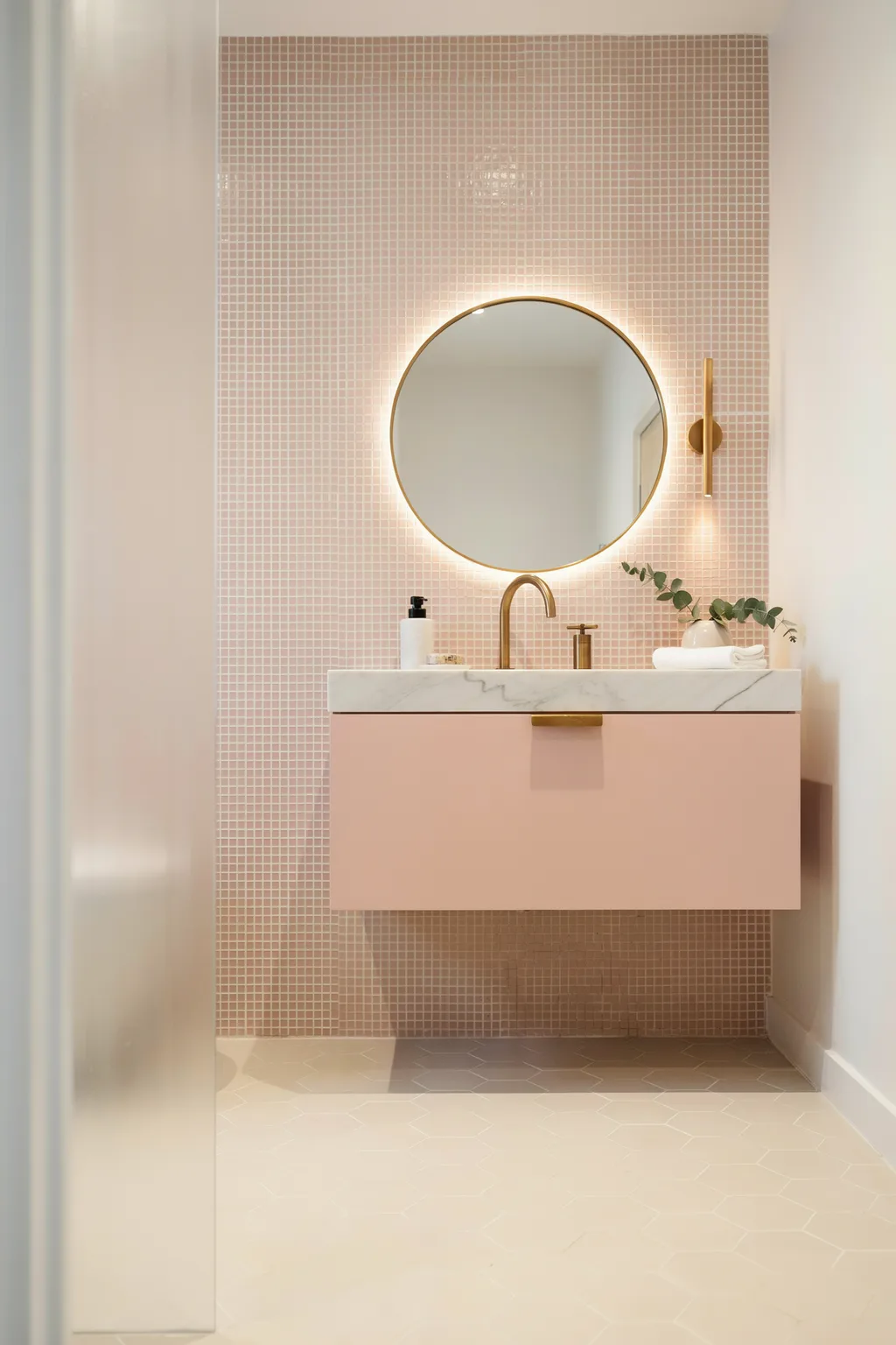 Small Pink Square Tiles, Retro and Fresh