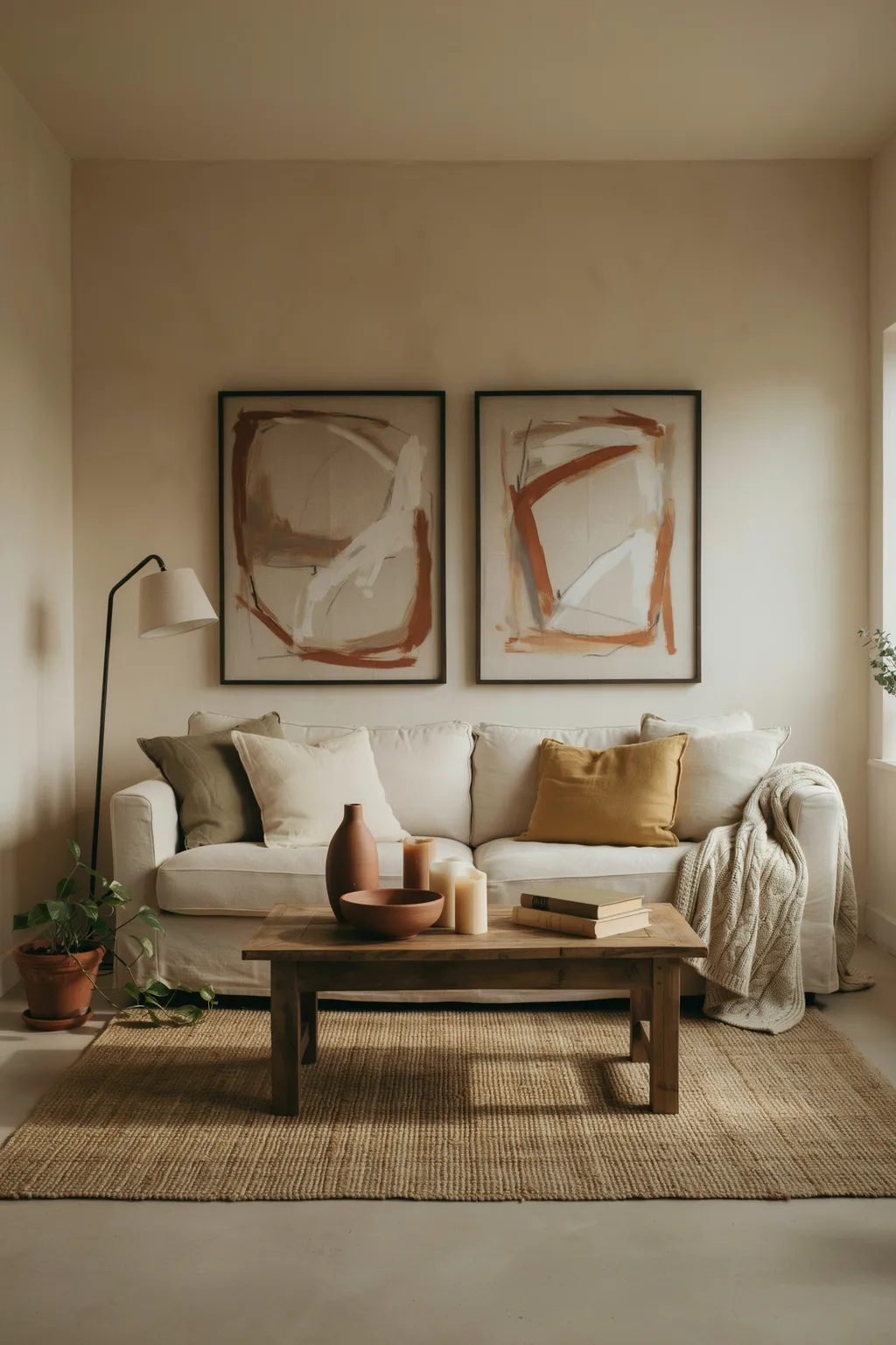 Anchor the Sofa With Earthy Abstract Art