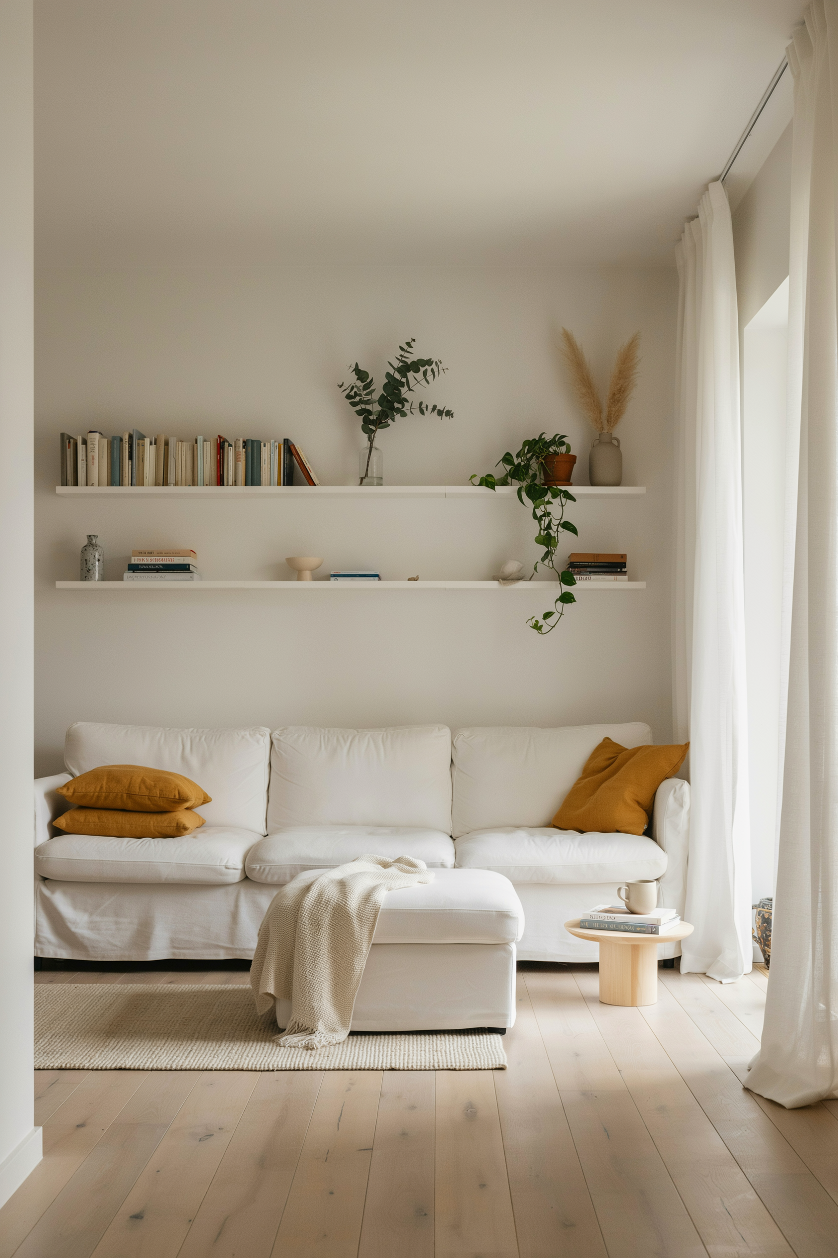 Scandinavian Room With Yellow Cushions
