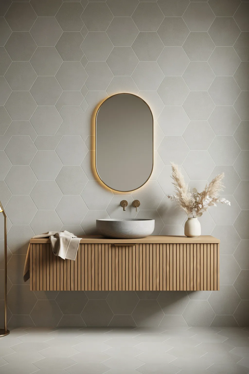 Hexagon Tile Plus A Backlit Mirror