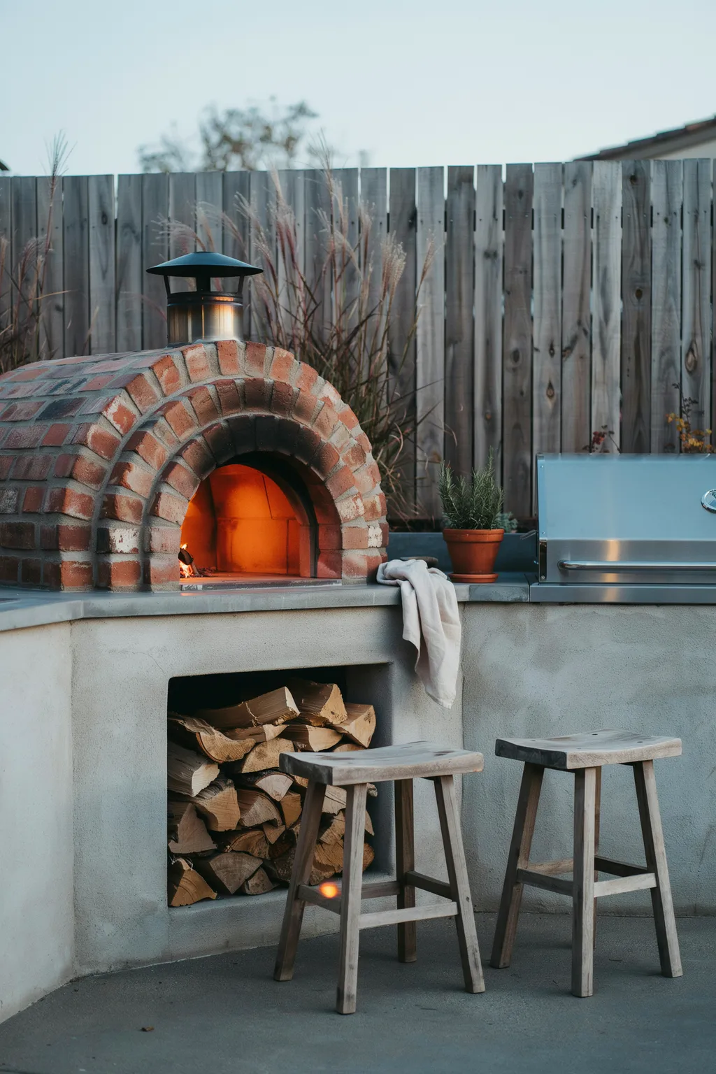 Brick Pizza Oven With Firewood Storage