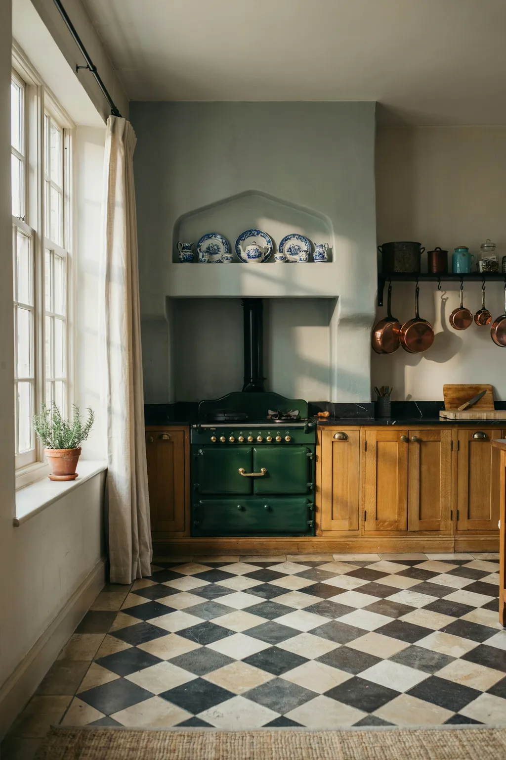 Vintage Range In A Chimney Alcove